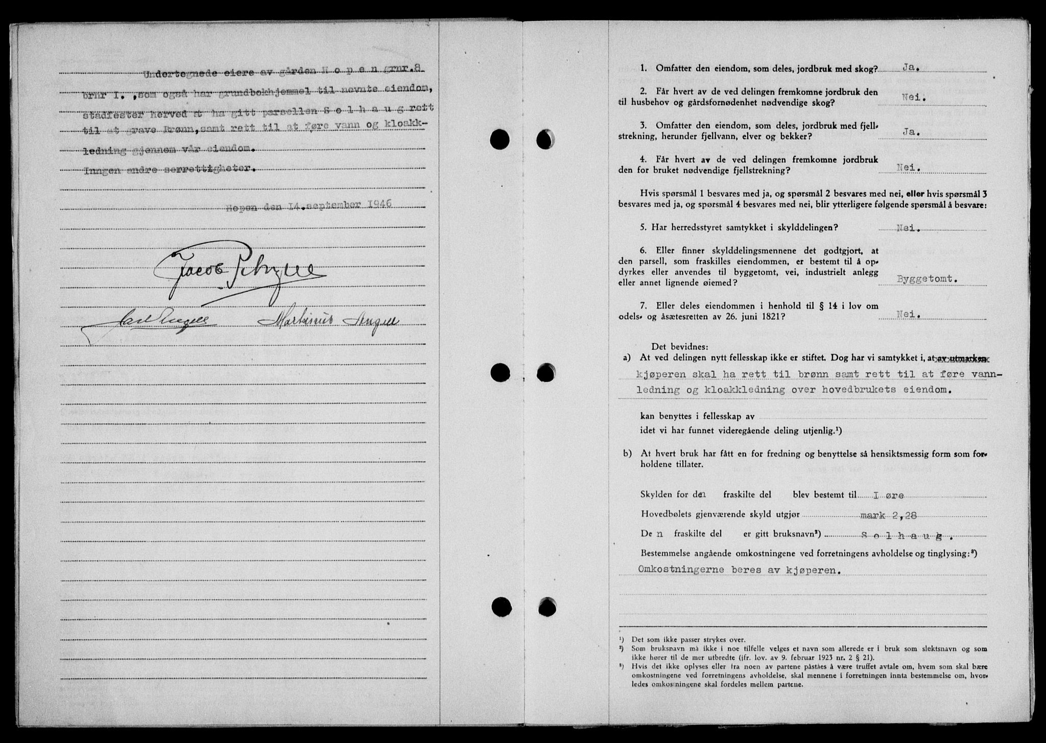 Lofoten sorenskriveri, SAT/A-0017/1/2/2C/L0014a: Mortgage book no. 14a, 1946-1946, Diary no: : 1302/1946