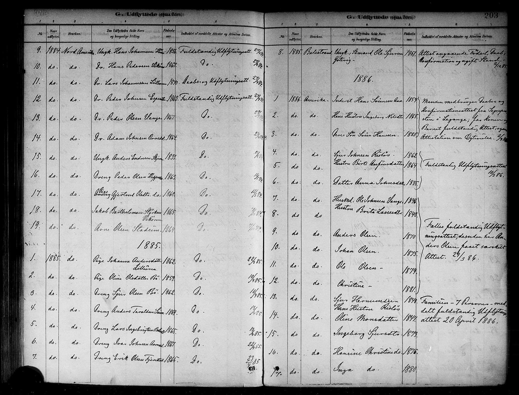 Vik sokneprestembete, AV/SAB-A-81501/H/Haa/Haab/L0001: Parish register (official) no. B 1, 1878-1890, p. 203