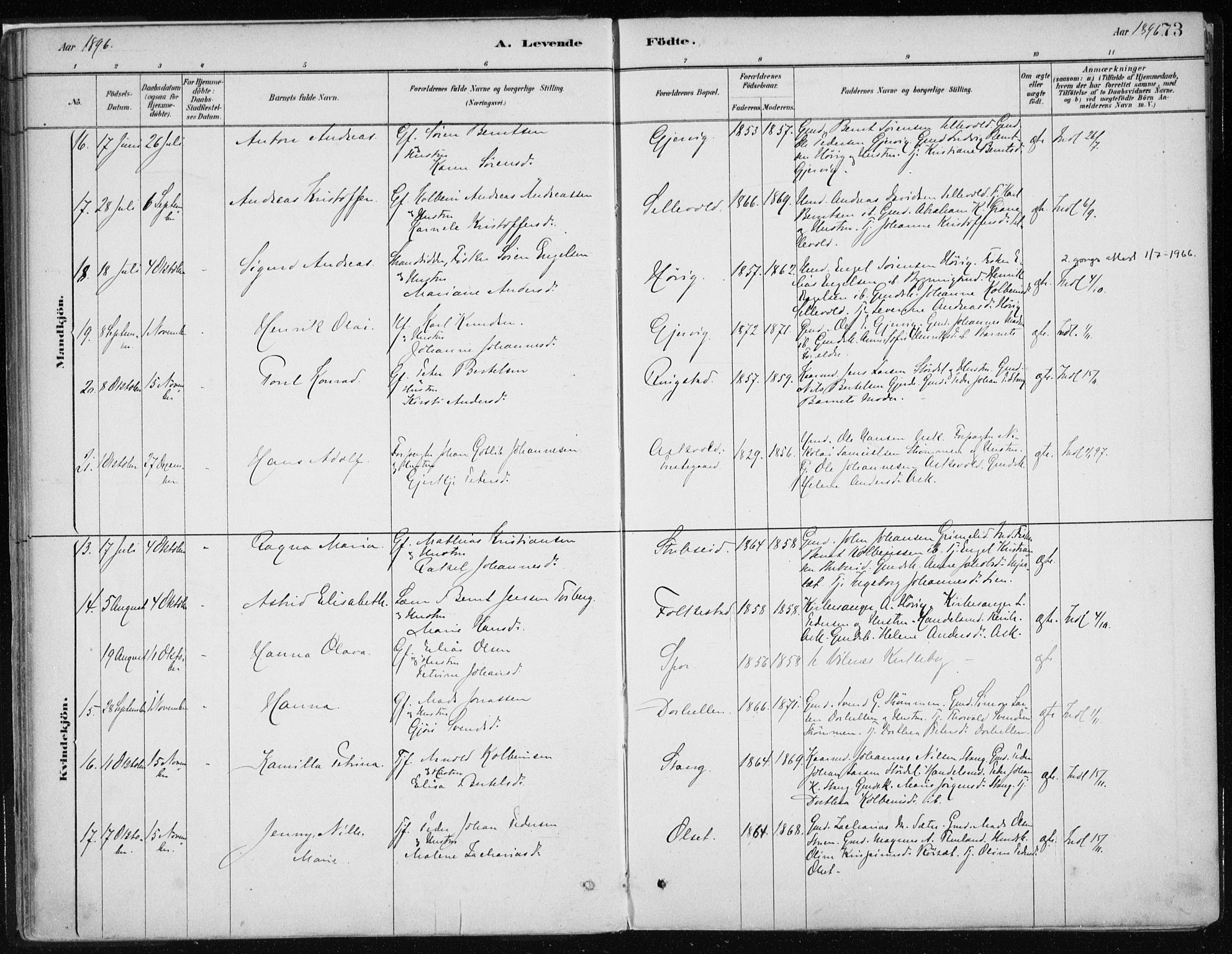 Askvoll sokneprestembete, AV/SAB-A-79501/H/Haa/Haab/L0002: Parish register (official) no. B 2, 1879-1909, p. 73