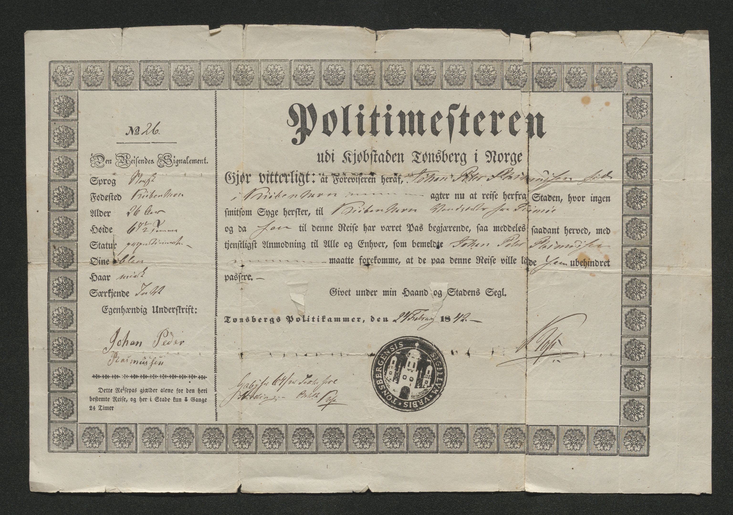 Drammen politikammer, SAKO/A-623/I/Ia/Iab/L0007: Innleverte pass, 1843-1844, p. 235