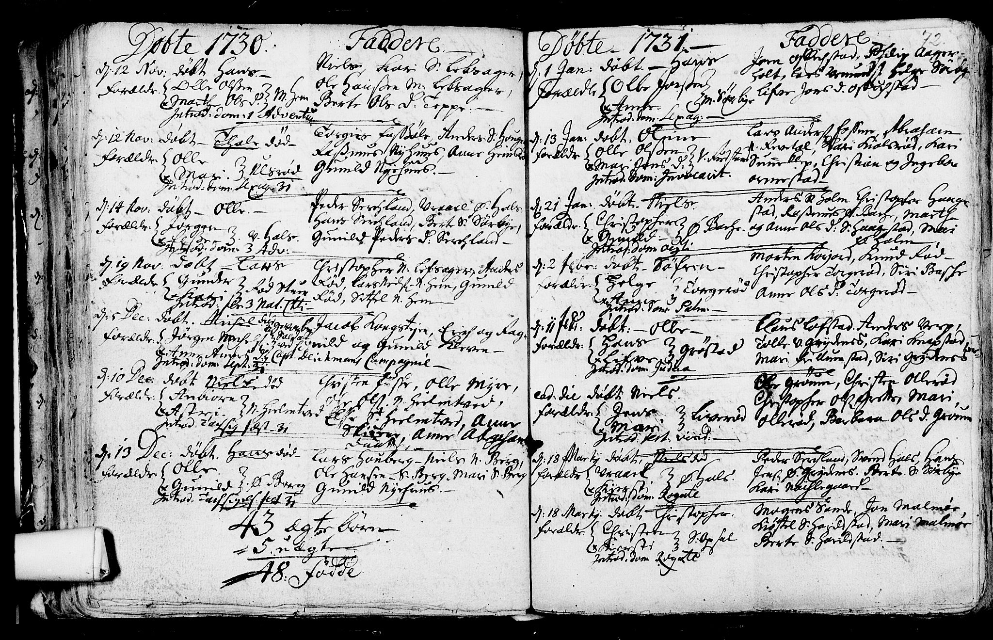 Våle kirkebøker, SAKO/A-334/F/Fa/L0002: Parish register (official) no. I 2, 1705-1732, p. 72