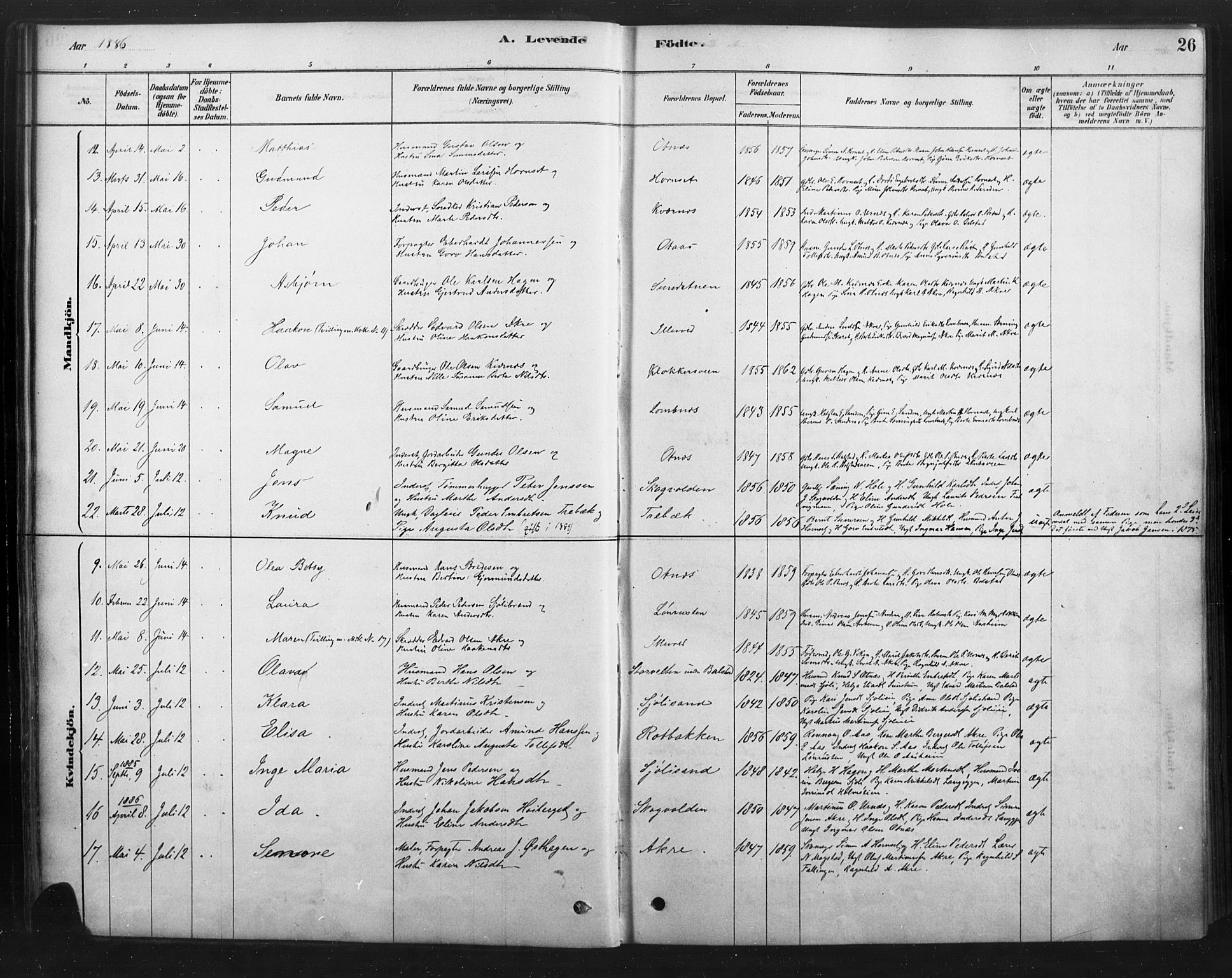 Rendalen prestekontor, AV/SAH-PREST-054/H/Ha/Haa/L0010: Parish register (official) no. 10, 1878-1901, p. 26