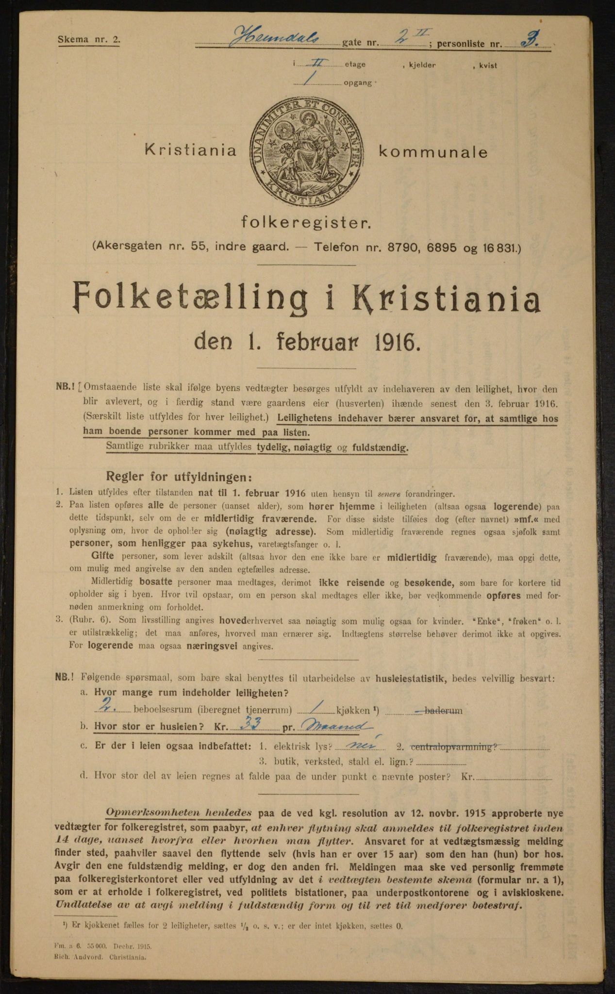 OBA, Municipal Census 1916 for Kristiania, 1916, p. 37198