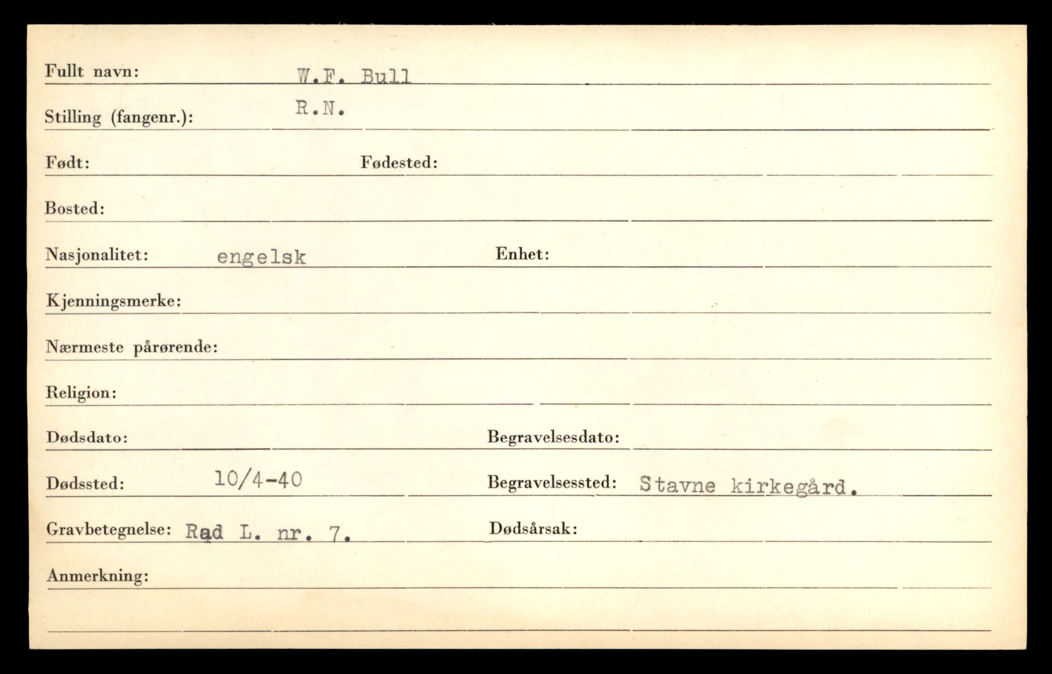 Distriktskontoret for krigsgraver, AV/SAT-A-5030/E/L0005: Kasett/kartotek over falne Britiske og tyske solater, samt andre nasjoners krigsgraver, 1945, p. 1949