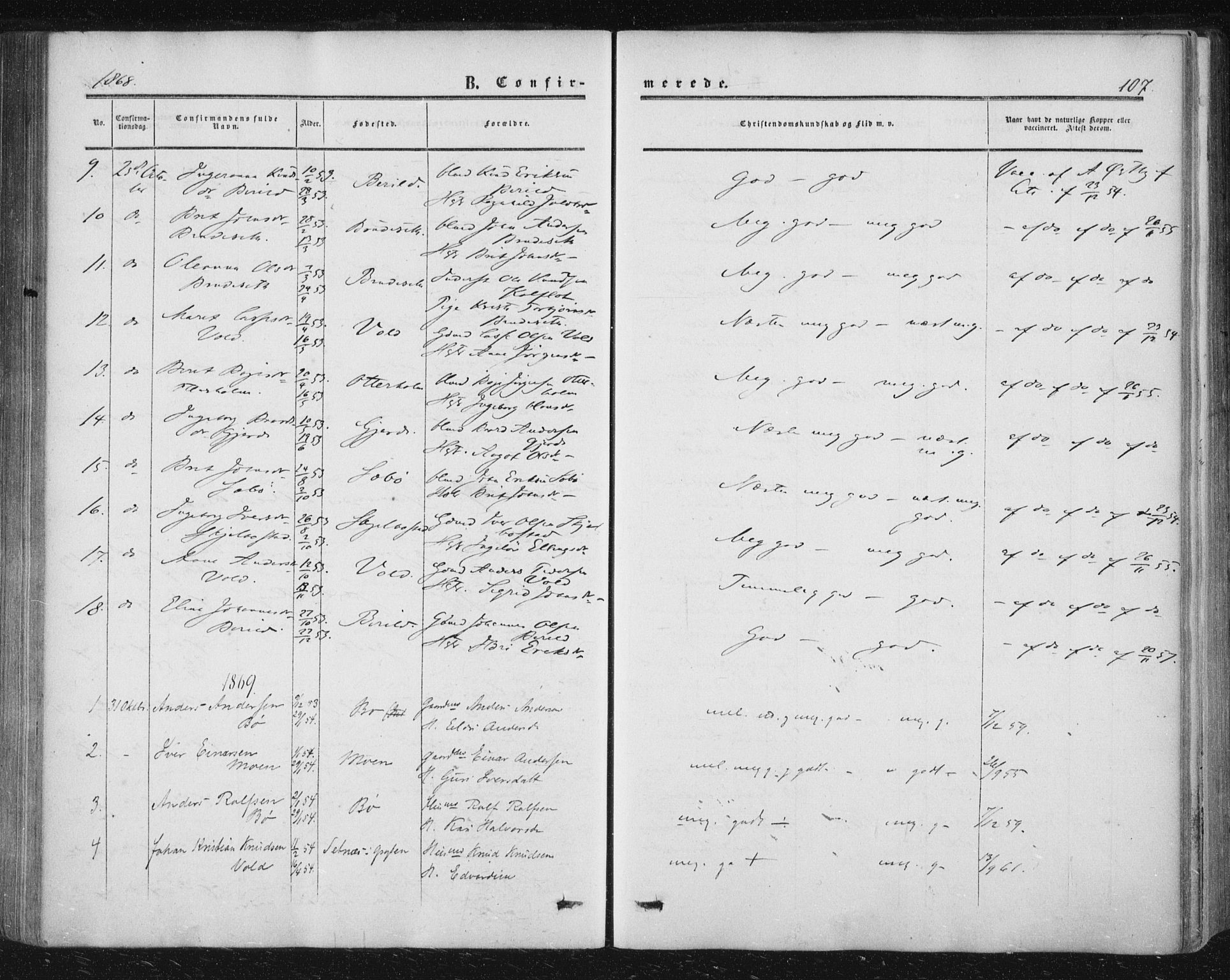 Ministerialprotokoller, klokkerbøker og fødselsregistre - Møre og Romsdal, AV/SAT-A-1454/543/L0562: Parish register (official) no. 543A02, 1854-1884, p. 107