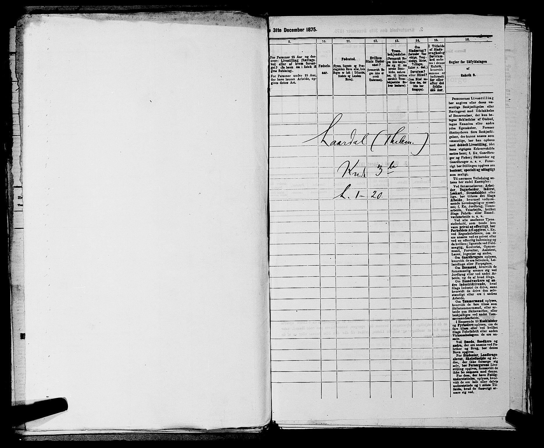 SAKO, 1875 census for 0833P Lårdal, 1875, p. 367