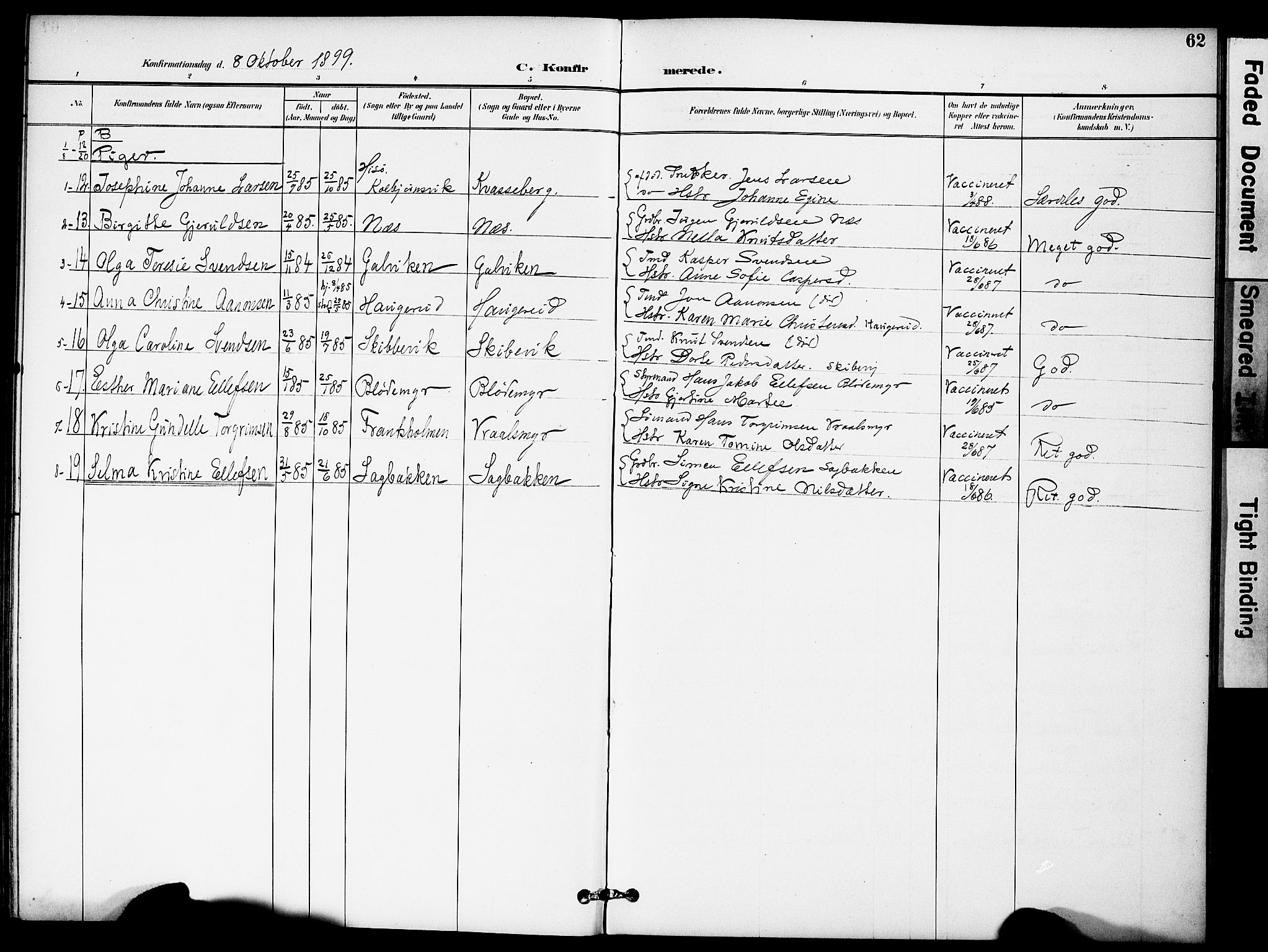 Austre Moland sokneprestkontor, AV/SAK-1111-0001/F/Fa/Fab/L0002: Parish register (official) no. A 2, 1894-1919, p. 62