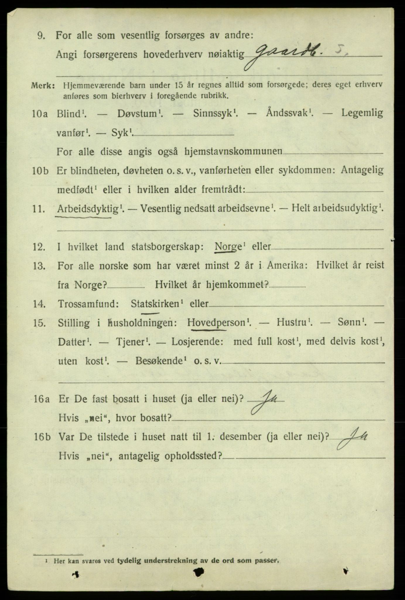 SAB, 1920 census for Strandebarm, 1920, p. 3767