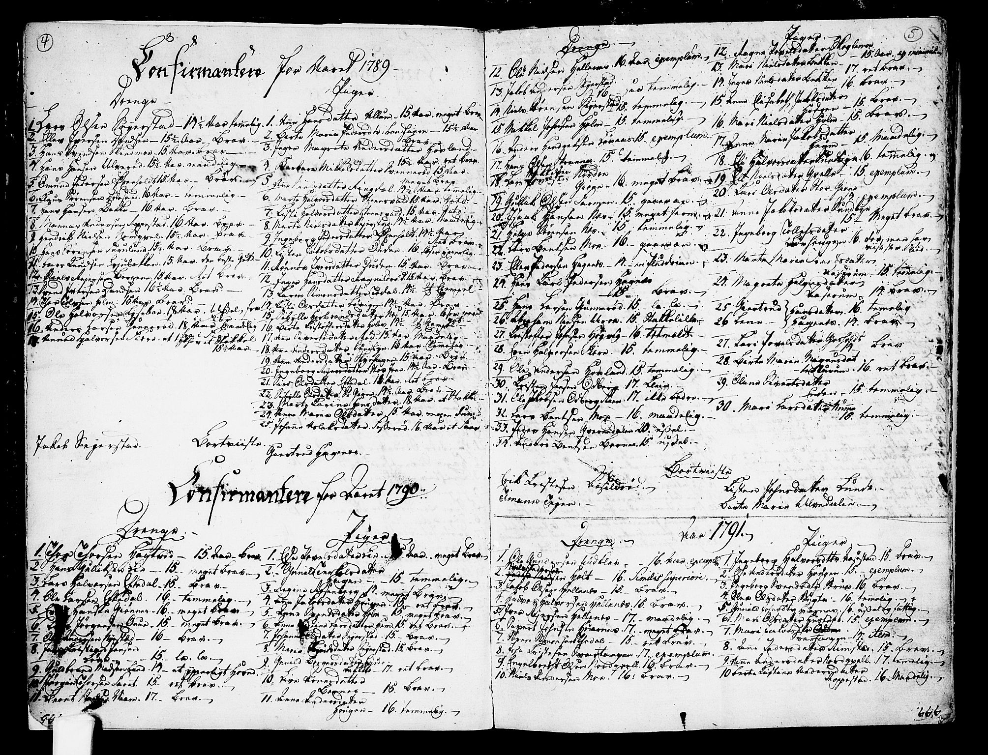 Hedrum kirkebøker, SAKO/A-344/F/Fa/L0002: Parish register (official) no. I 2, 1785-1807, p. 4-5