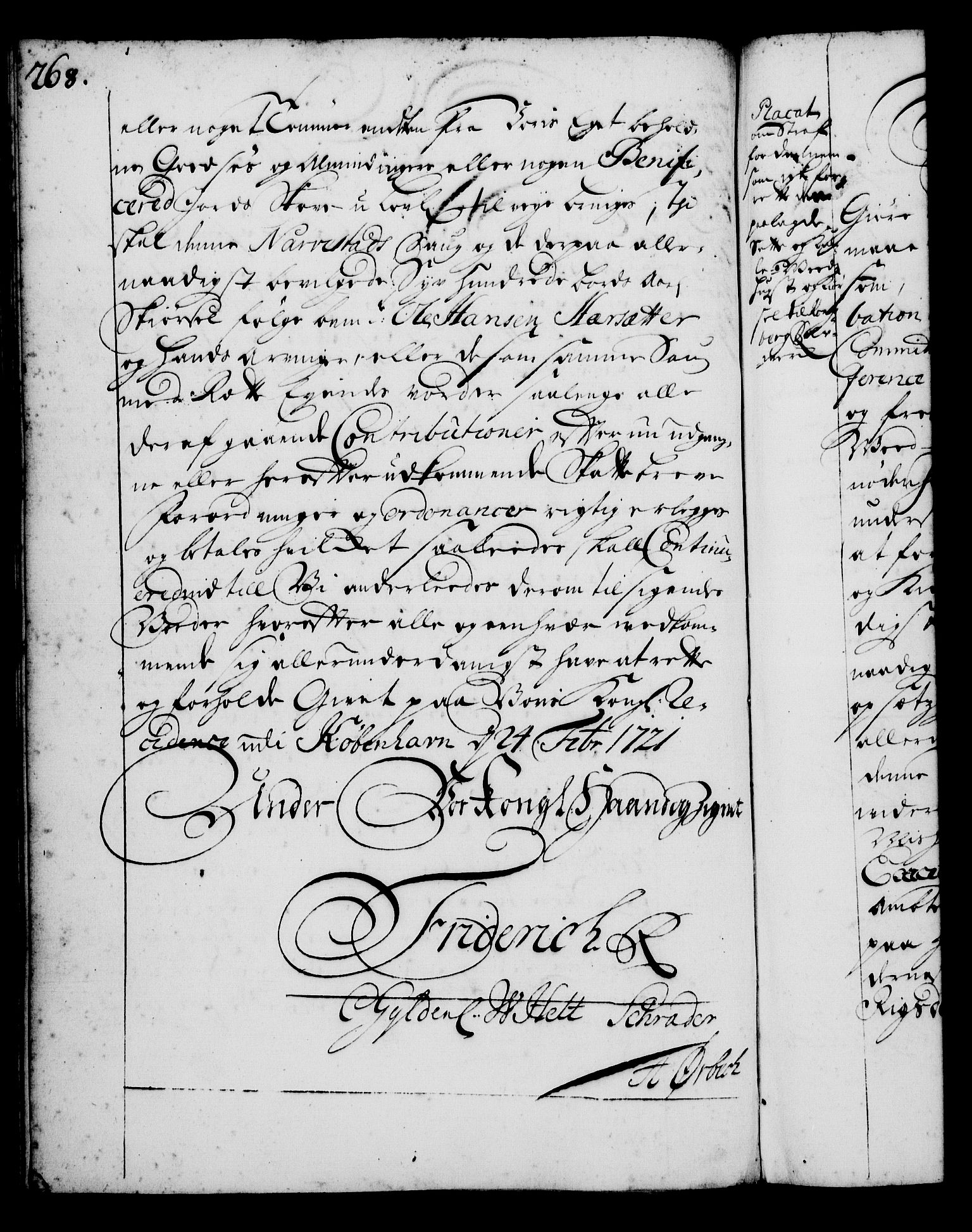 Rentekammeret, Kammerkanselliet, RA/EA-3111/G/Gg/Gga/L0001: Norsk ekspedisjonsprotokoll med register (merket RK 53.1), 1720-1723, p. 268