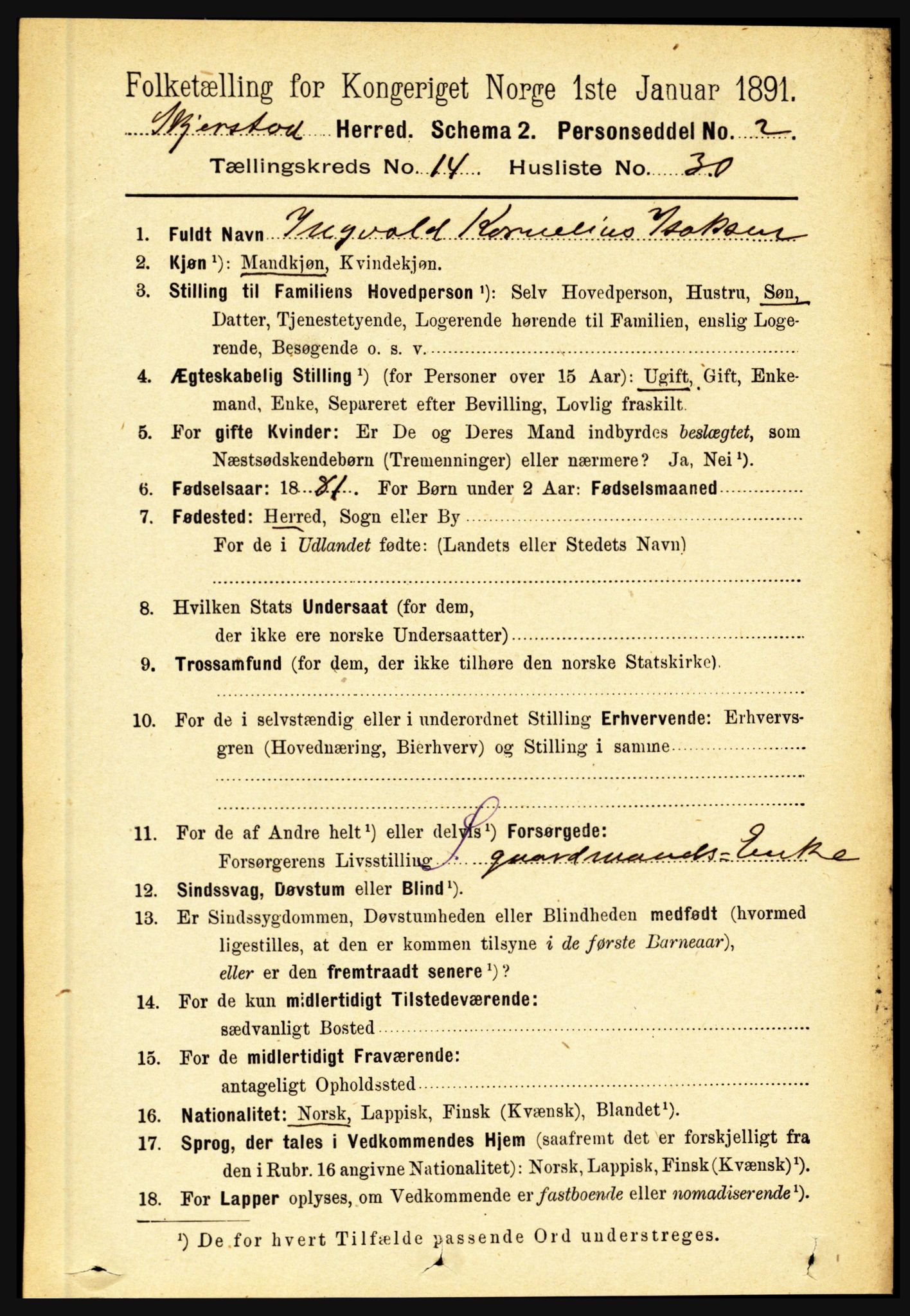RA, 1891 census for 1842 Skjerstad, 1891, p. 5221