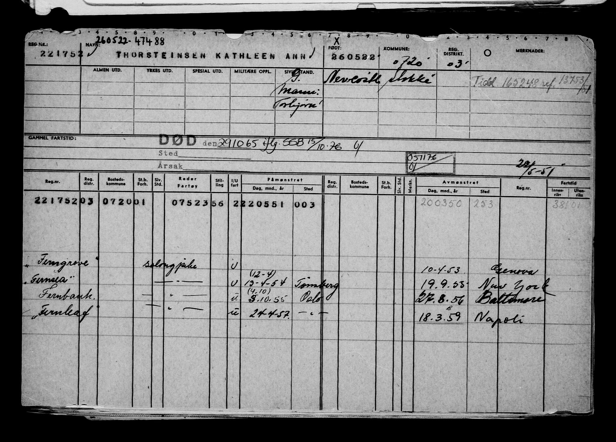 Direktoratet for sjømenn, AV/RA-S-3545/G/Gb/L0207: Hovedkort, 1922, p. 15