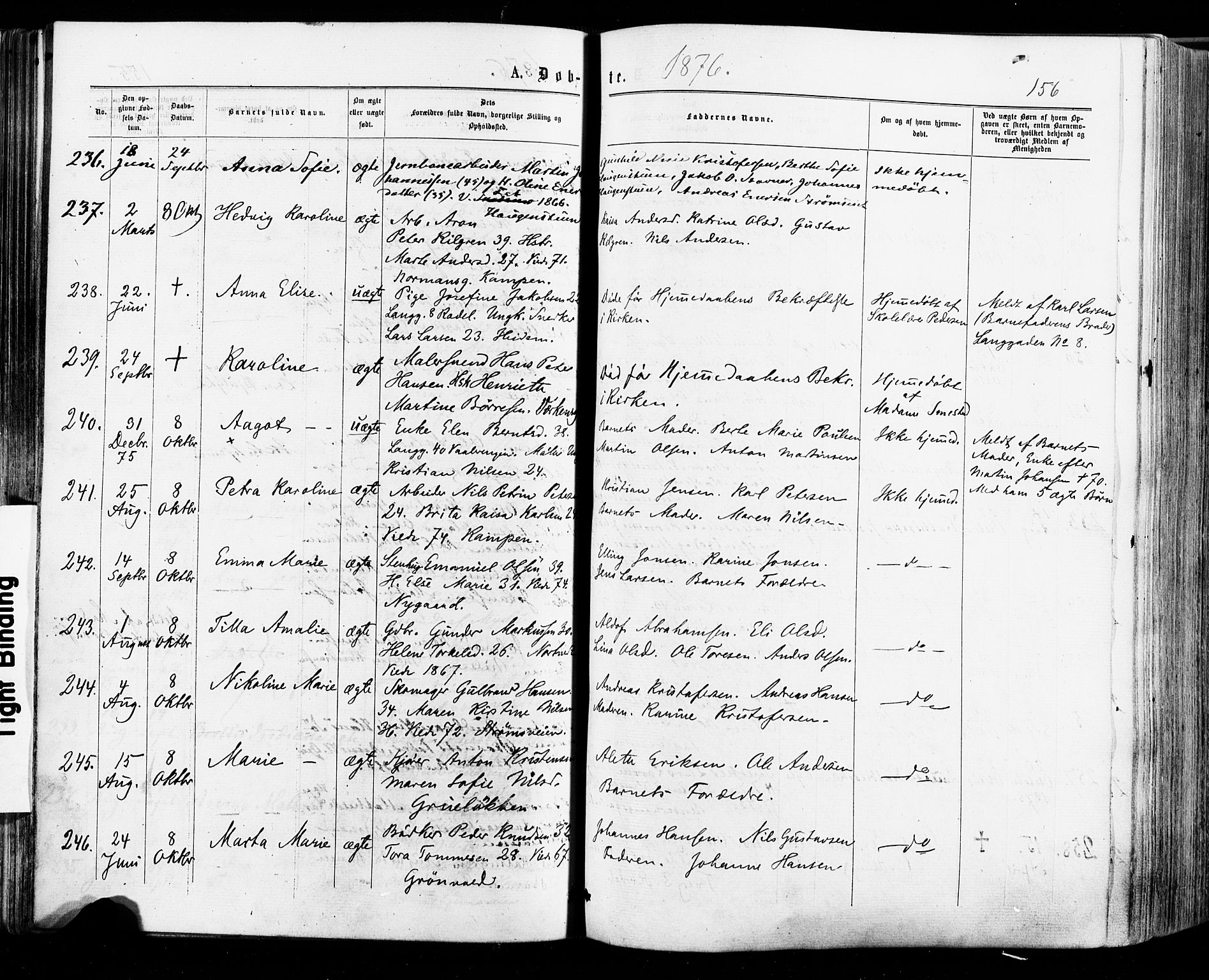 Østre Aker prestekontor Kirkebøker, AV/SAO-A-10840/F/Fa/L0004: Parish register (official) no. I 4, 1876-1889, p. 156