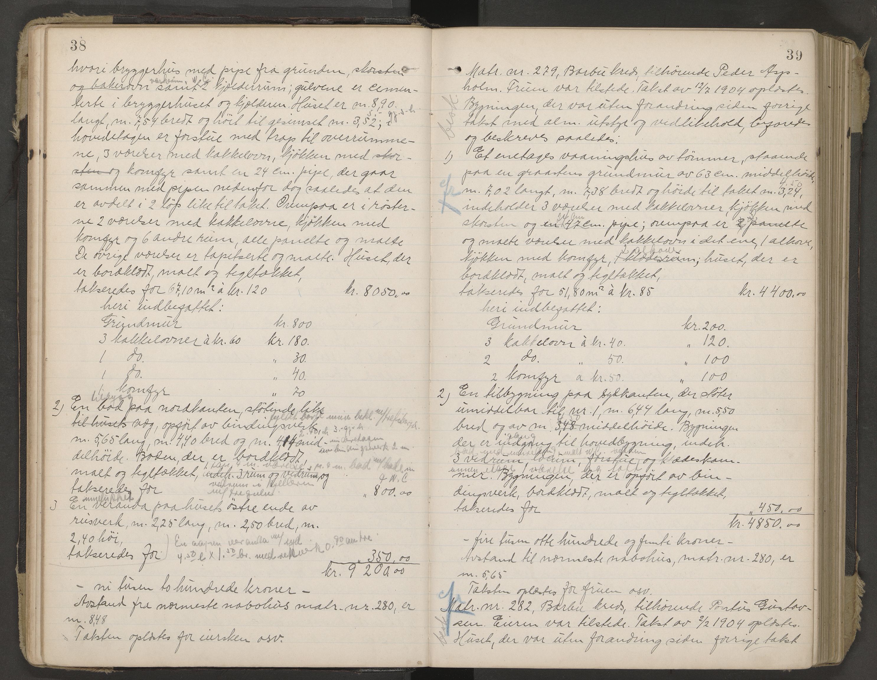 Norges Brannkasse Arendal, AV/SAK-2241-0002/F/Fa/L0029: Branntakstprotokoll nr. 27 med matrikkelnummerregister, 1916-1918