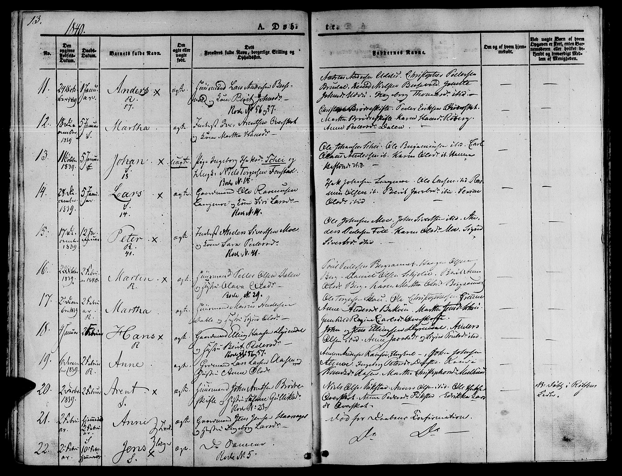 Ministerialprotokoller, klokkerbøker og fødselsregistre - Sør-Trøndelag, SAT/A-1456/646/L0610: Parish register (official) no. 646A08, 1837-1847, p. 13