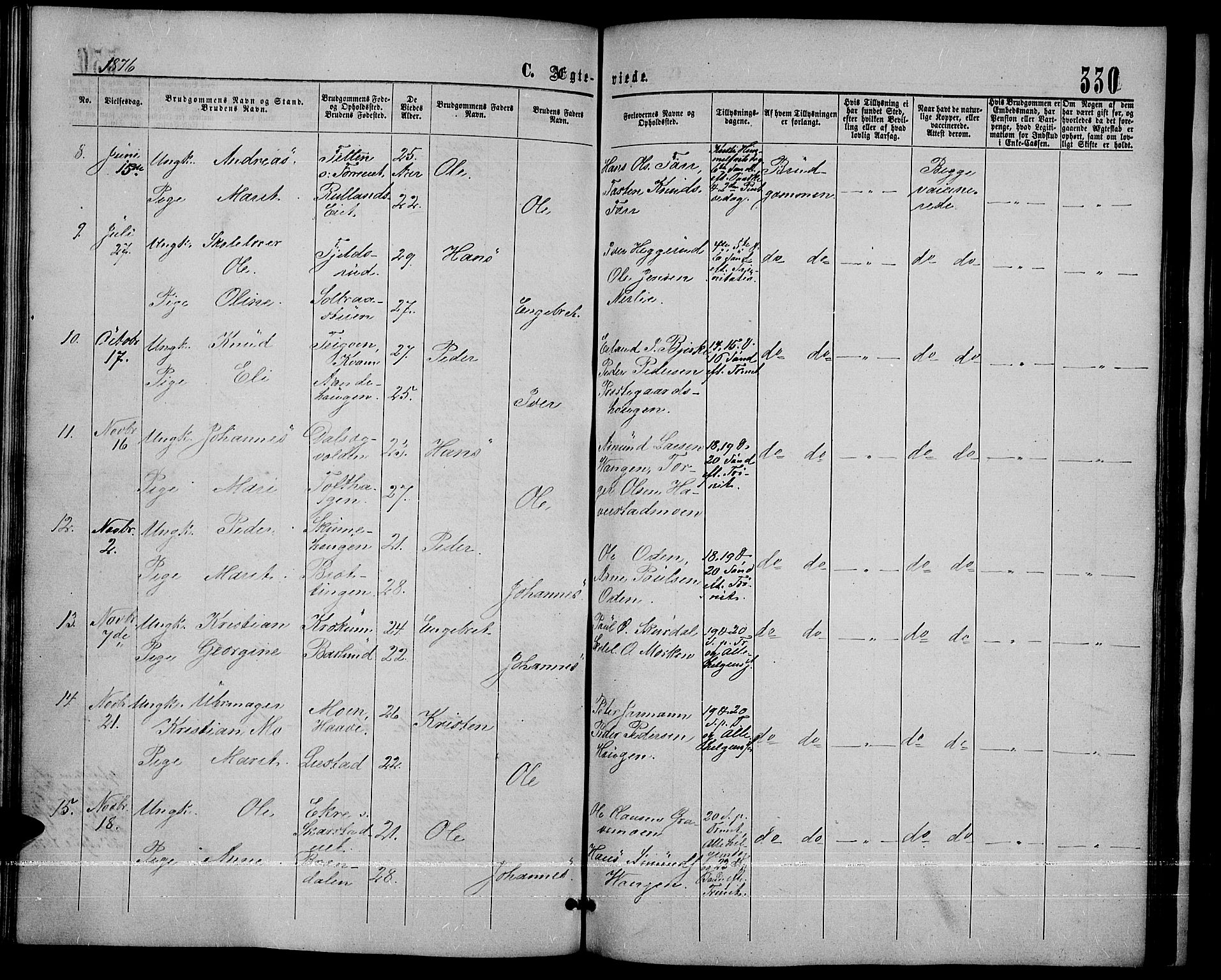 Sør-Fron prestekontor, SAH/PREST-010/H/Ha/Hab/L0002: Parish register (copy) no. 2, 1864-1883, p. 330