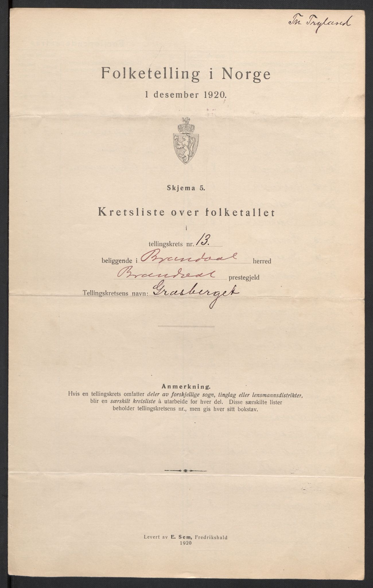 SAH, 1920 census for Brandval, 1920, p. 44