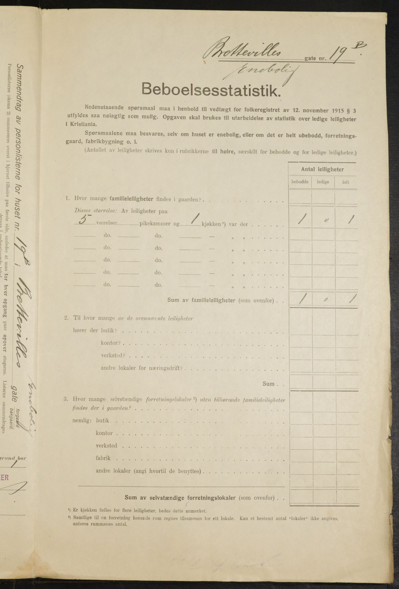 OBA, Municipal Census 1916 for Kristiania, 1916, p. 8872