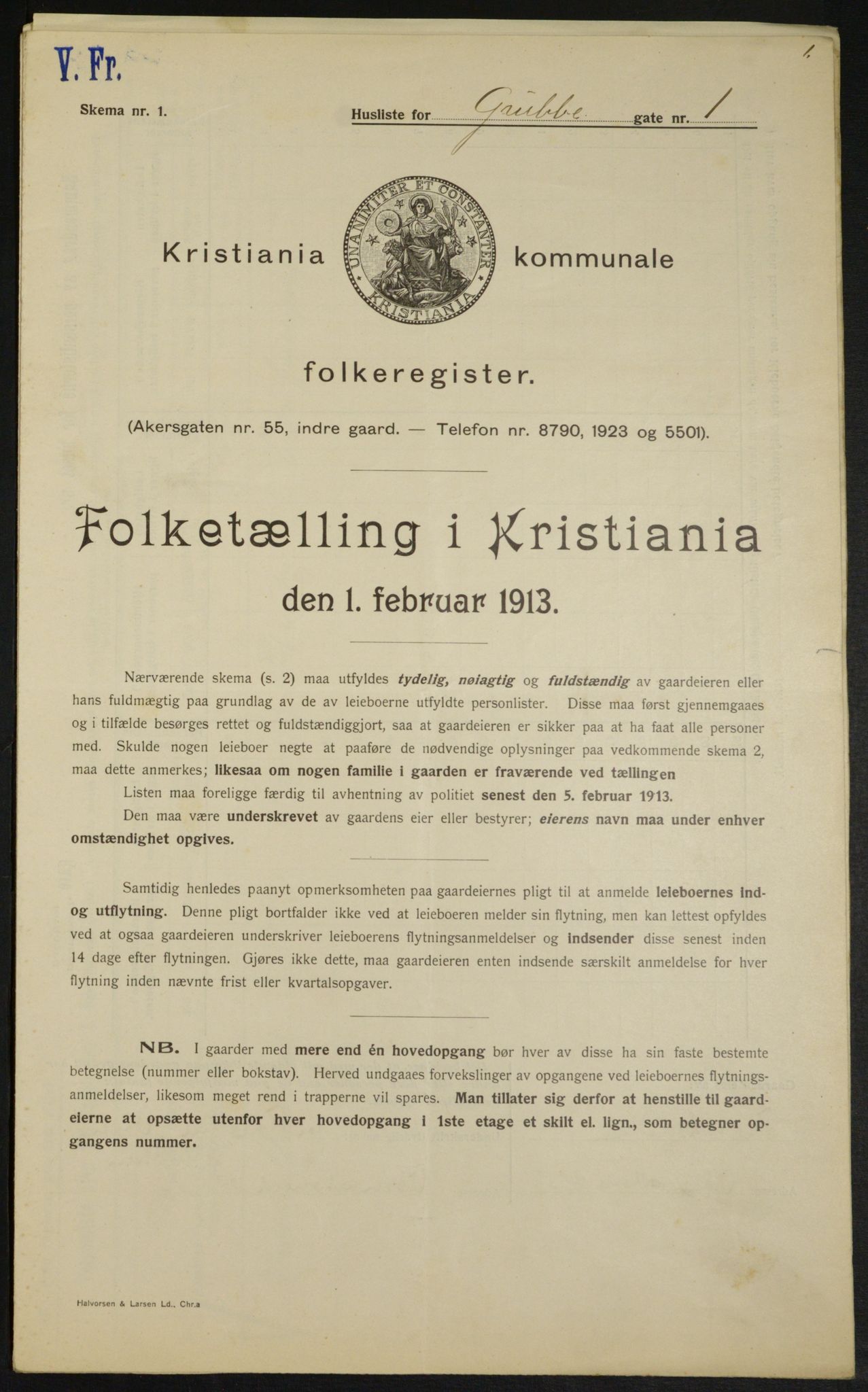 OBA, Municipal Census 1913 for Kristiania, 1913, p. 30252