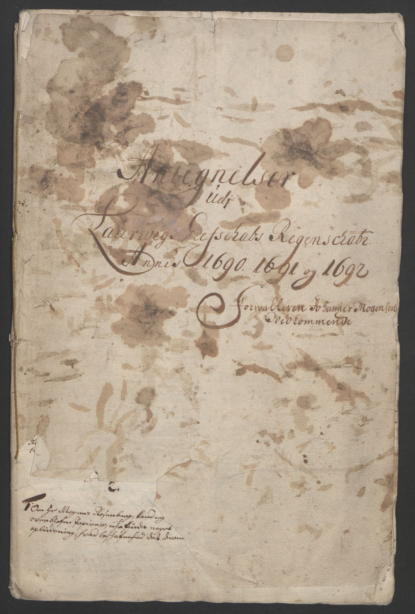 Rentekammeret inntil 1814, Reviderte regnskaper, Fogderegnskap, RA/EA-4092/R33/L1973: Fogderegnskap Larvik grevskap, 1692, p. 236