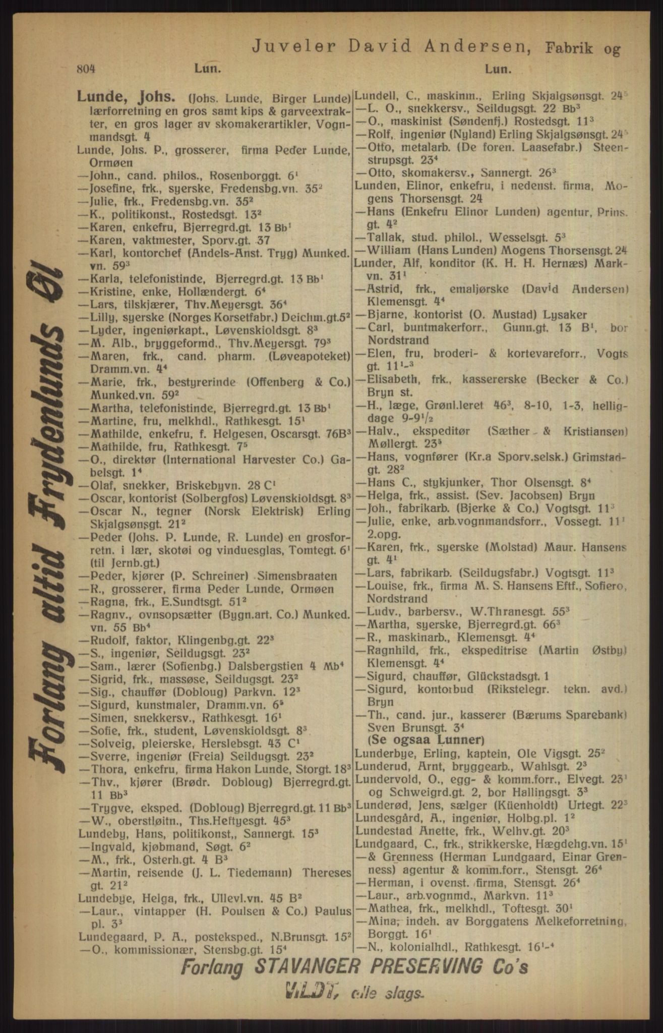 Kristiania/Oslo adressebok, PUBL/-, 1915, p. 804