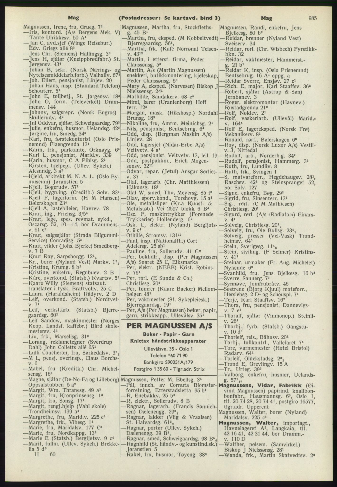 Kristiania/Oslo adressebok, PUBL/-, 1970-1971, p. 985