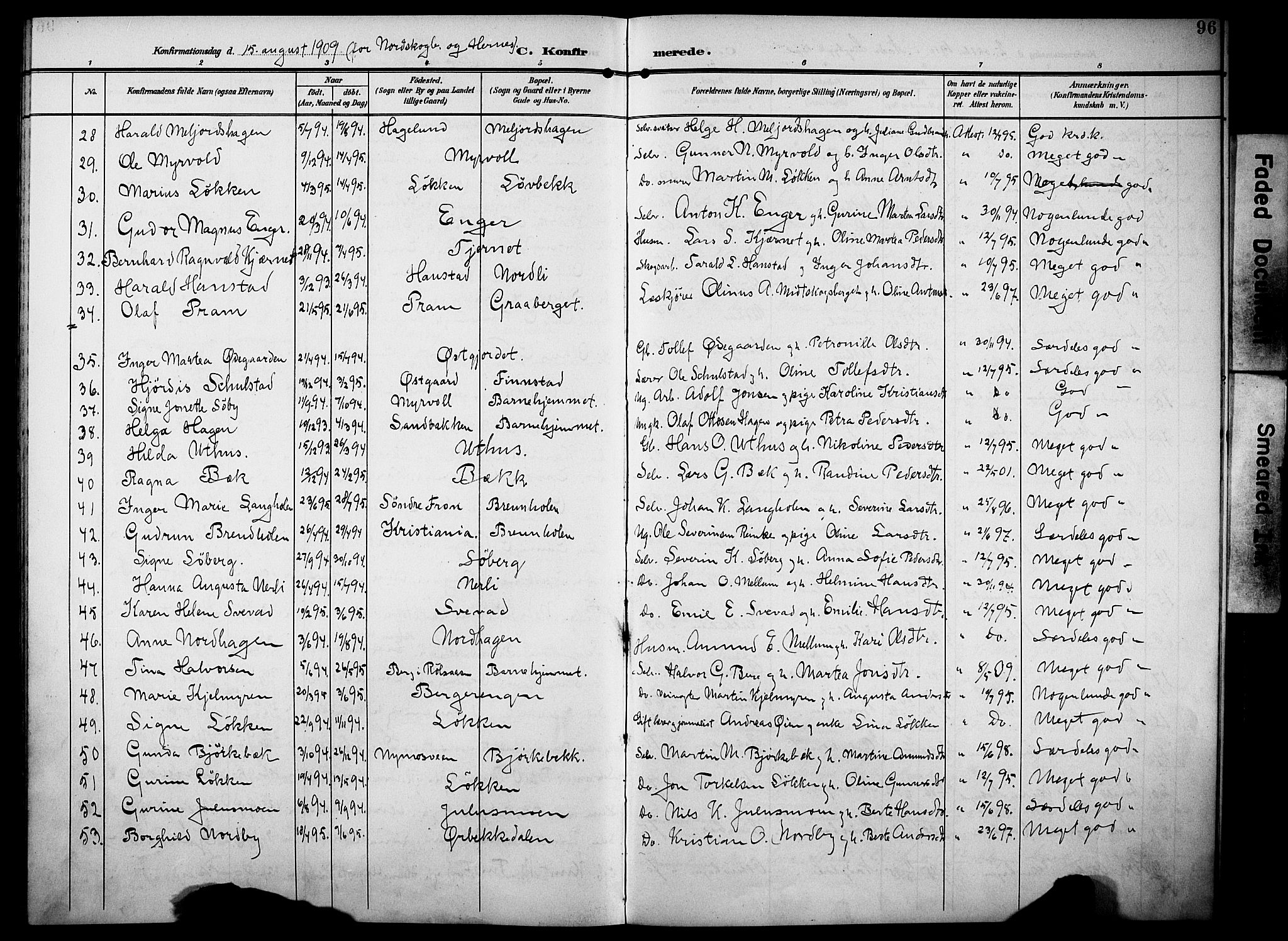 Elverum prestekontor, AV/SAH-PREST-044/H/Ha/Haa/L0016: Parish register (official) no. 16, 1903-1912, p. 96