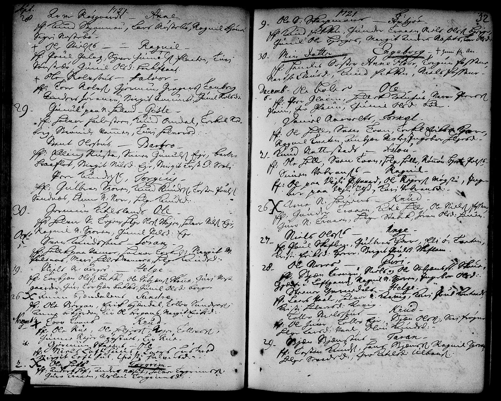 Rollag kirkebøker, AV/SAKO-A-240/F/Fa/L0002: Parish register (official) no. I 2, 1714-1742, p. 32