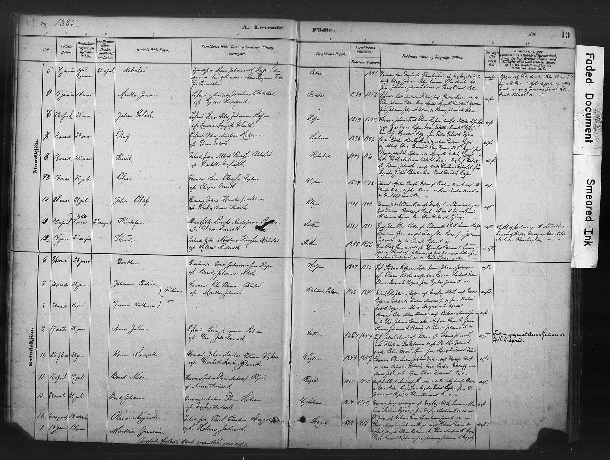 Ministerialprotokoller, klokkerbøker og fødselsregistre - Møre og Romsdal, AV/SAT-A-1454/583/L0954: Parish register (official) no. 583A01, 1880-1906, p. 13