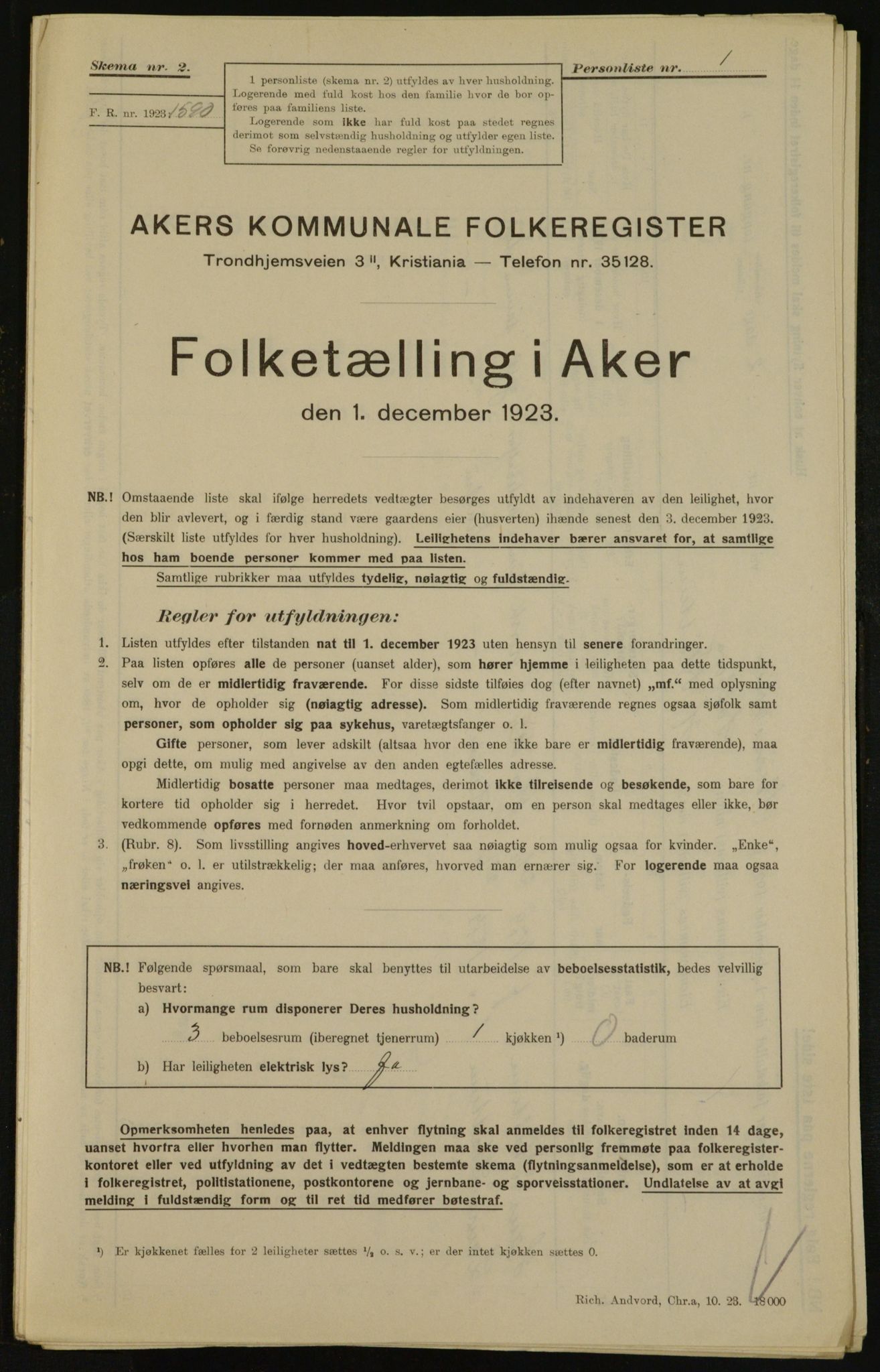 , Municipal Census 1923 for Aker, 1923, p. 32579