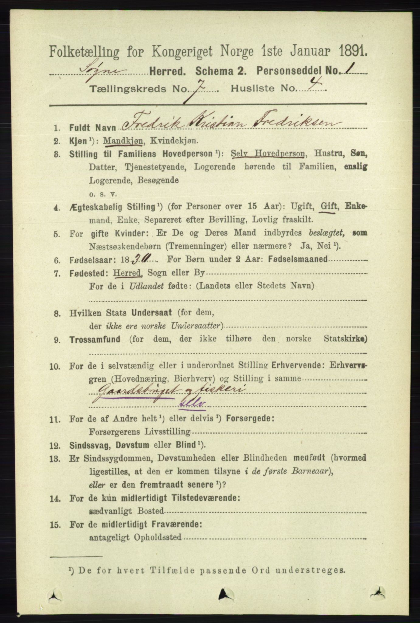 RA, 1891 census for 1018 Søgne, 1891, p. 1554
