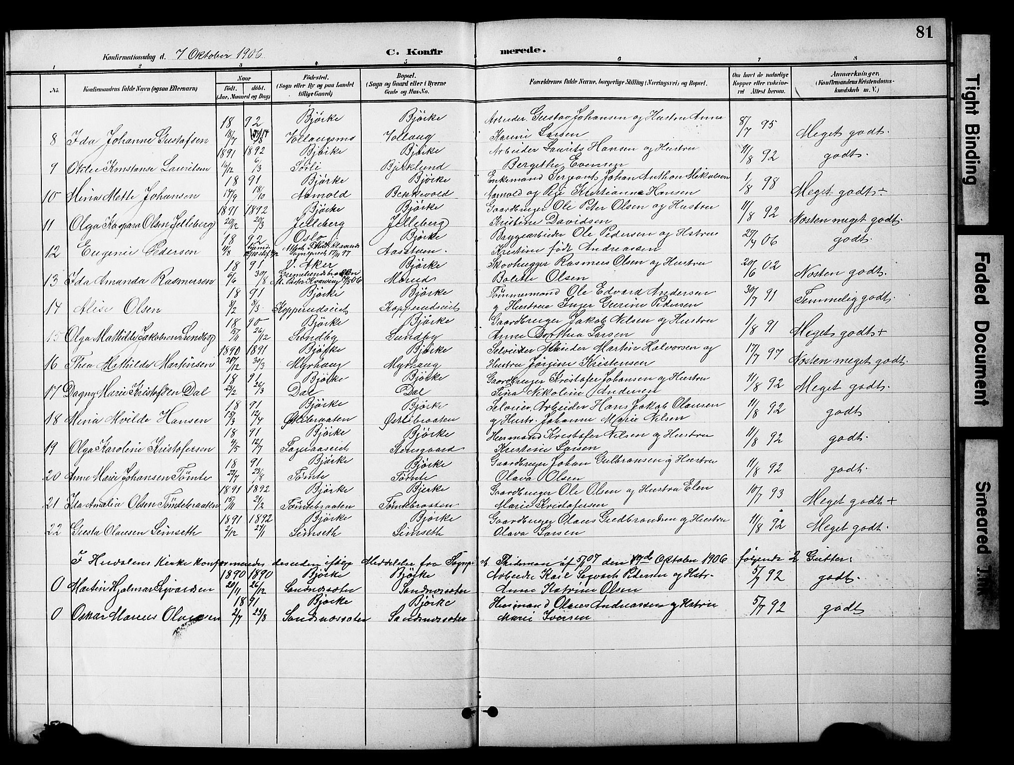 Nannestad prestekontor Kirkebøker, SAO/A-10414a/G/Gc/L0001: Parish register (copy) no. III 1, 1901-1916, p. 81