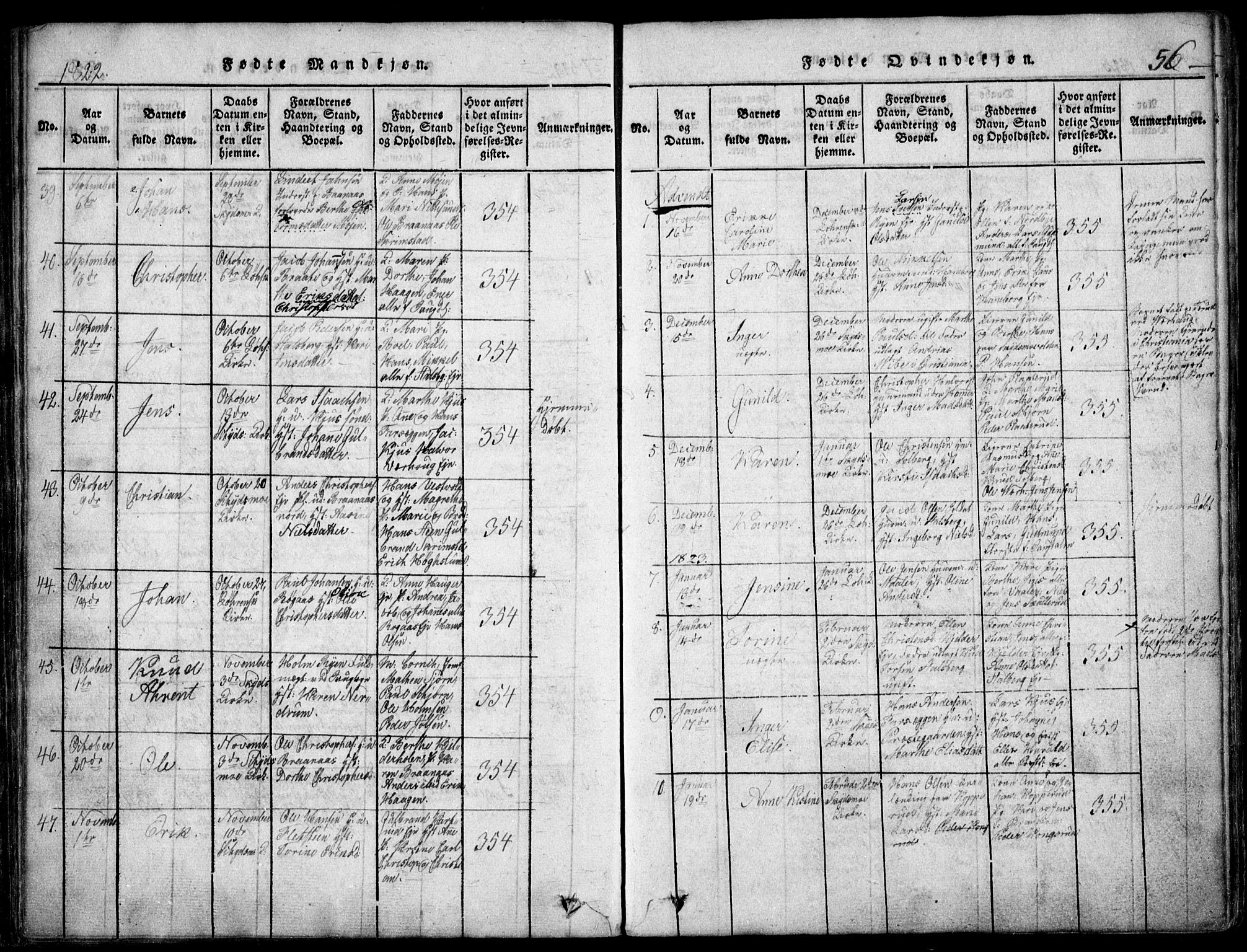 Skedsmo prestekontor Kirkebøker, SAO/A-10033a/F/Fa/L0008: Parish register (official) no. I 8, 1815-1829, p. 56