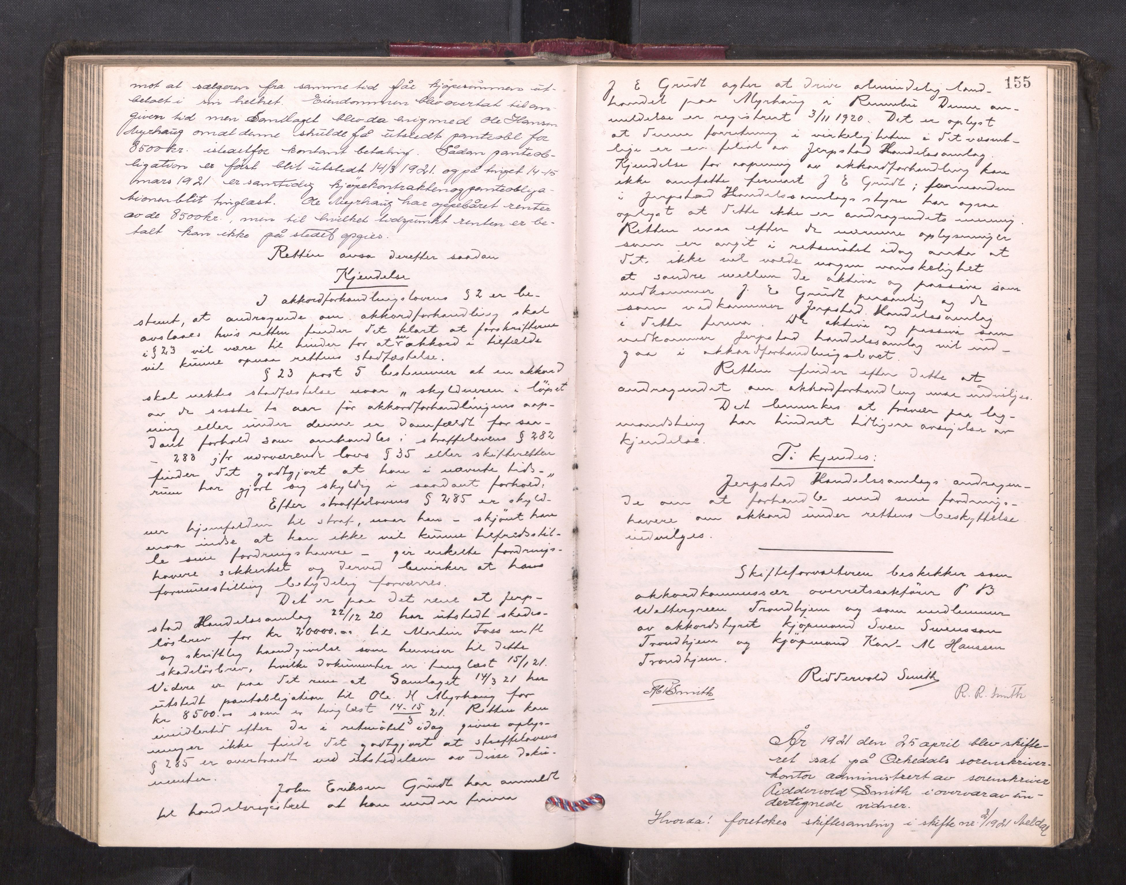 Orkdal sorenskriveri, AV/SAT-A-4169/1/3/3B/L0013: Skiftebehandlingsprotokoll, 1914-1925, p. 154b-155a