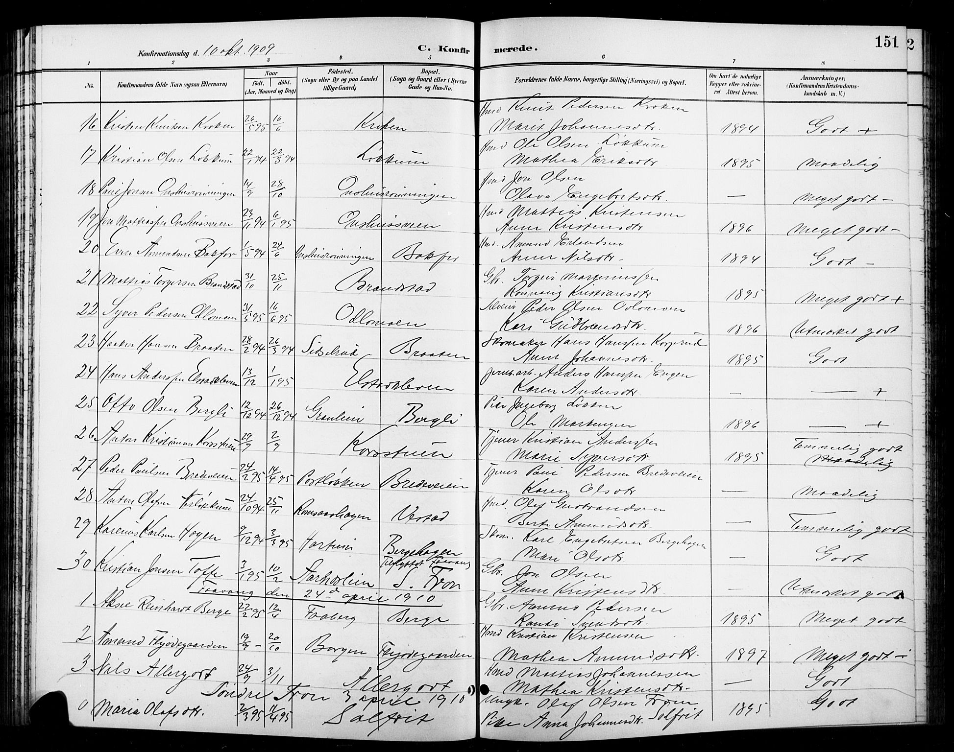 Ringebu prestekontor, SAH/PREST-082/H/Ha/Hab/L0009: Parish register (copy) no. 9, 1899-1921, p. 151