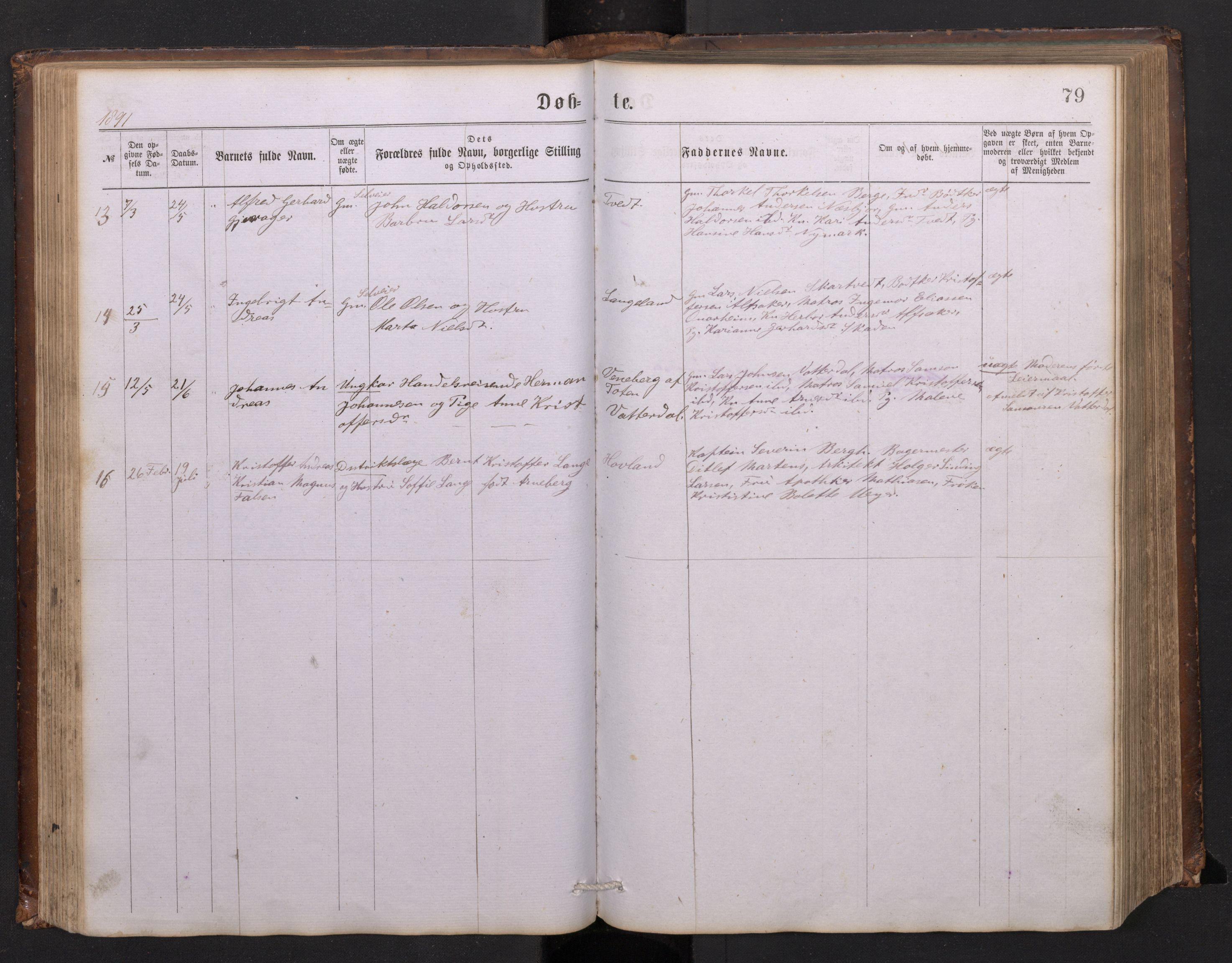 Tysnes sokneprestembete, SAB/A-78601/H/Hab: Parish register (copy) no. C 1, 1873-1895, p. 78b-79a