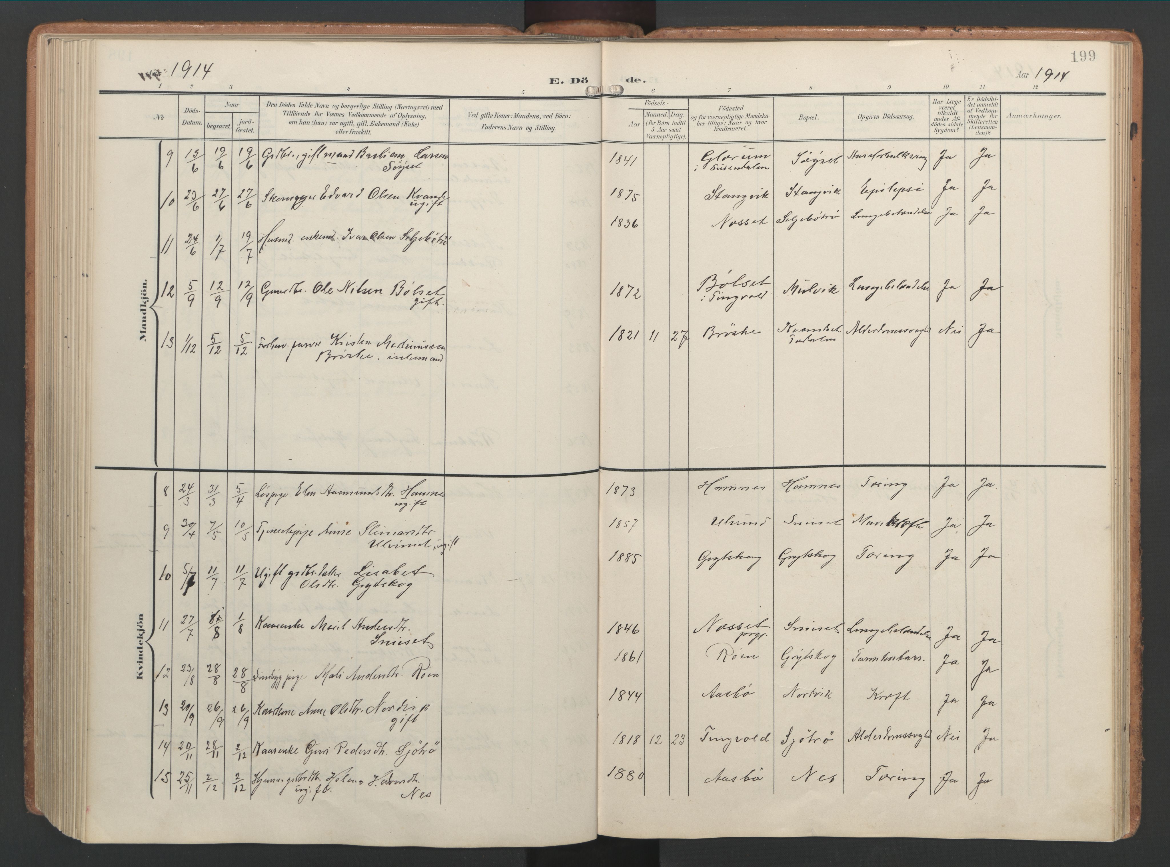 Ministerialprotokoller, klokkerbøker og fødselsregistre - Møre og Romsdal, AV/SAT-A-1454/592/L1030: Parish register (official) no. 592A08, 1901-1925, p. 199