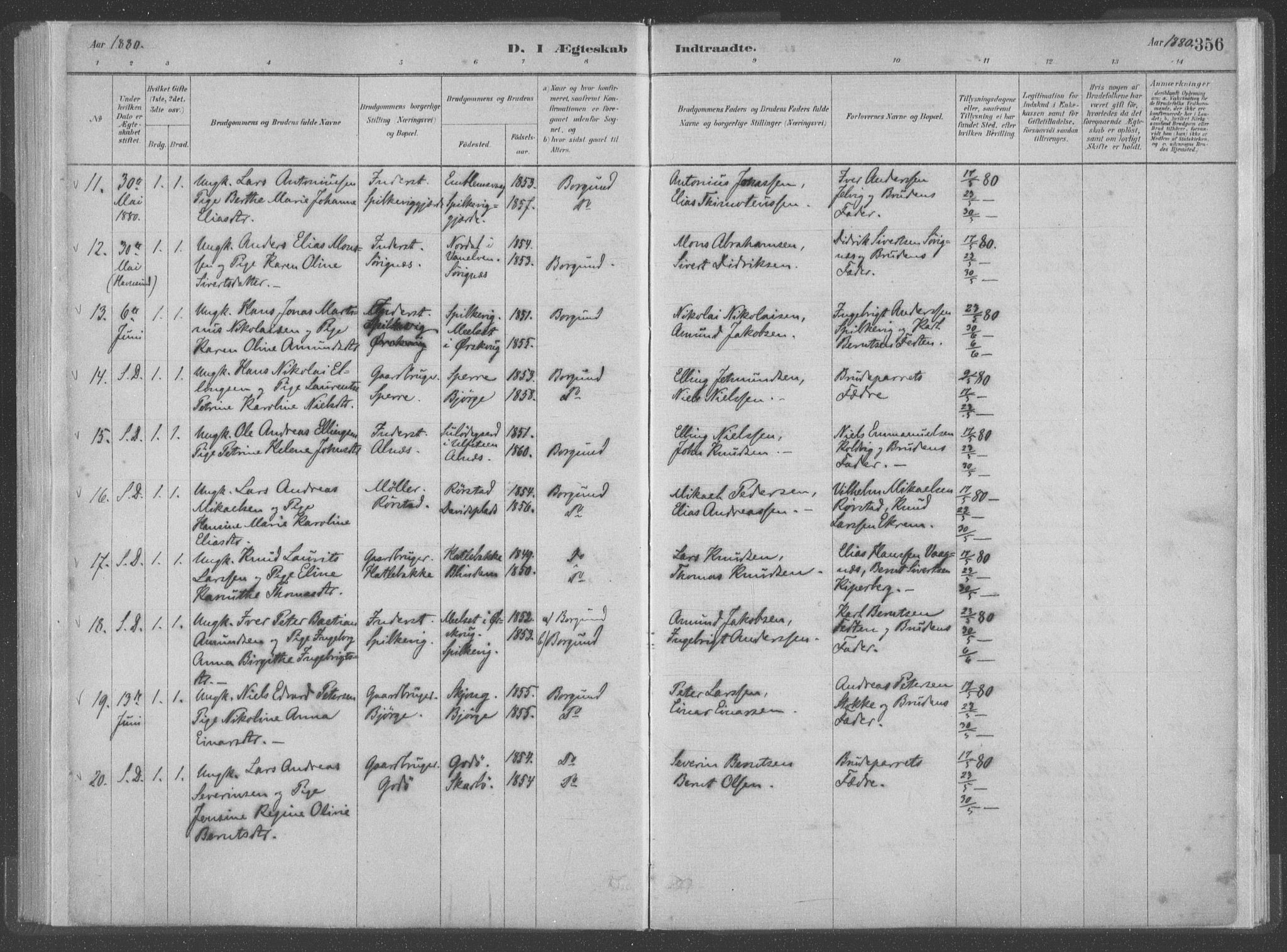 Ministerialprotokoller, klokkerbøker og fødselsregistre - Møre og Romsdal, SAT/A-1454/528/L0402: Parish register (official) no. 528A12II, 1880-1903, p. 356