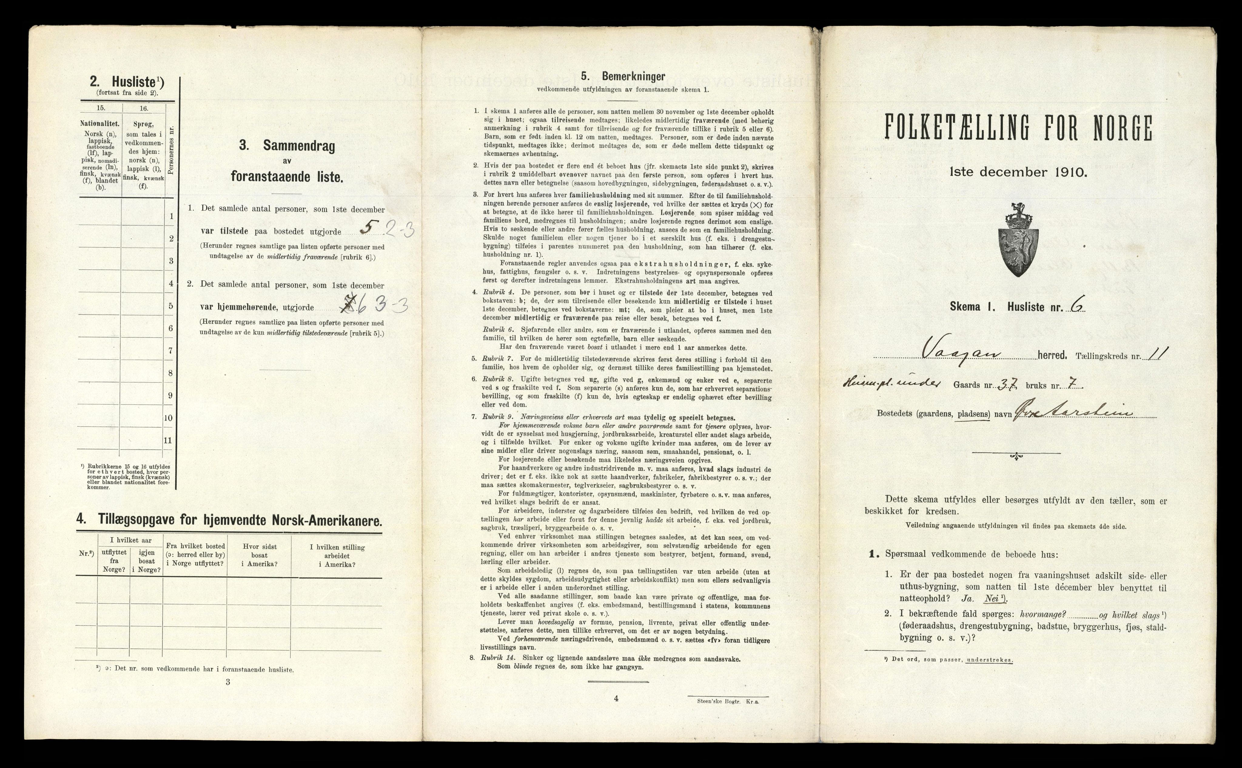 RA, 1910 census for Vågan, 1910, p. 1685