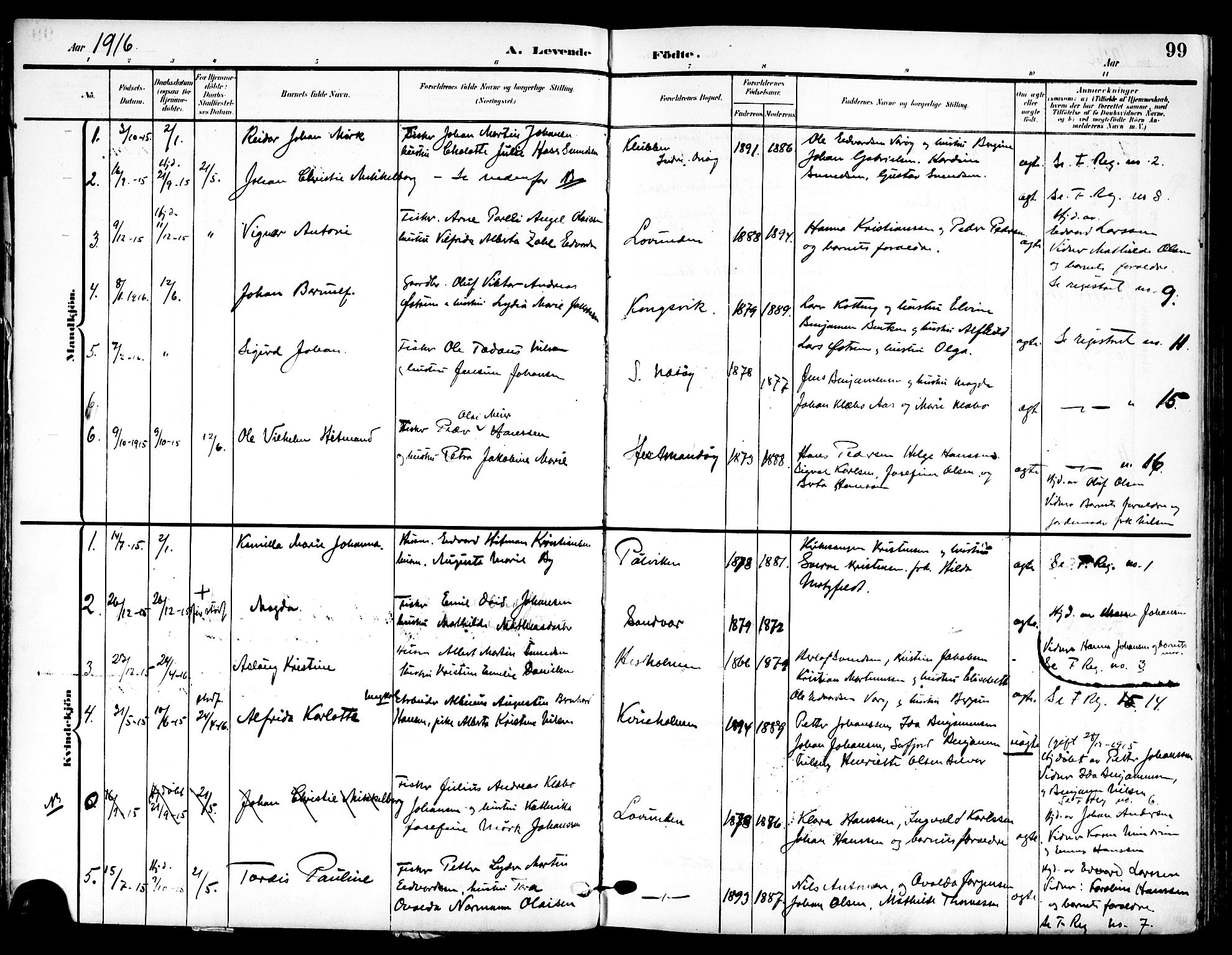 Ministerialprotokoller, klokkerbøker og fødselsregistre - Nordland, SAT/A-1459/839/L0569: Parish register (official) no. 839A06, 1903-1922, p. 99