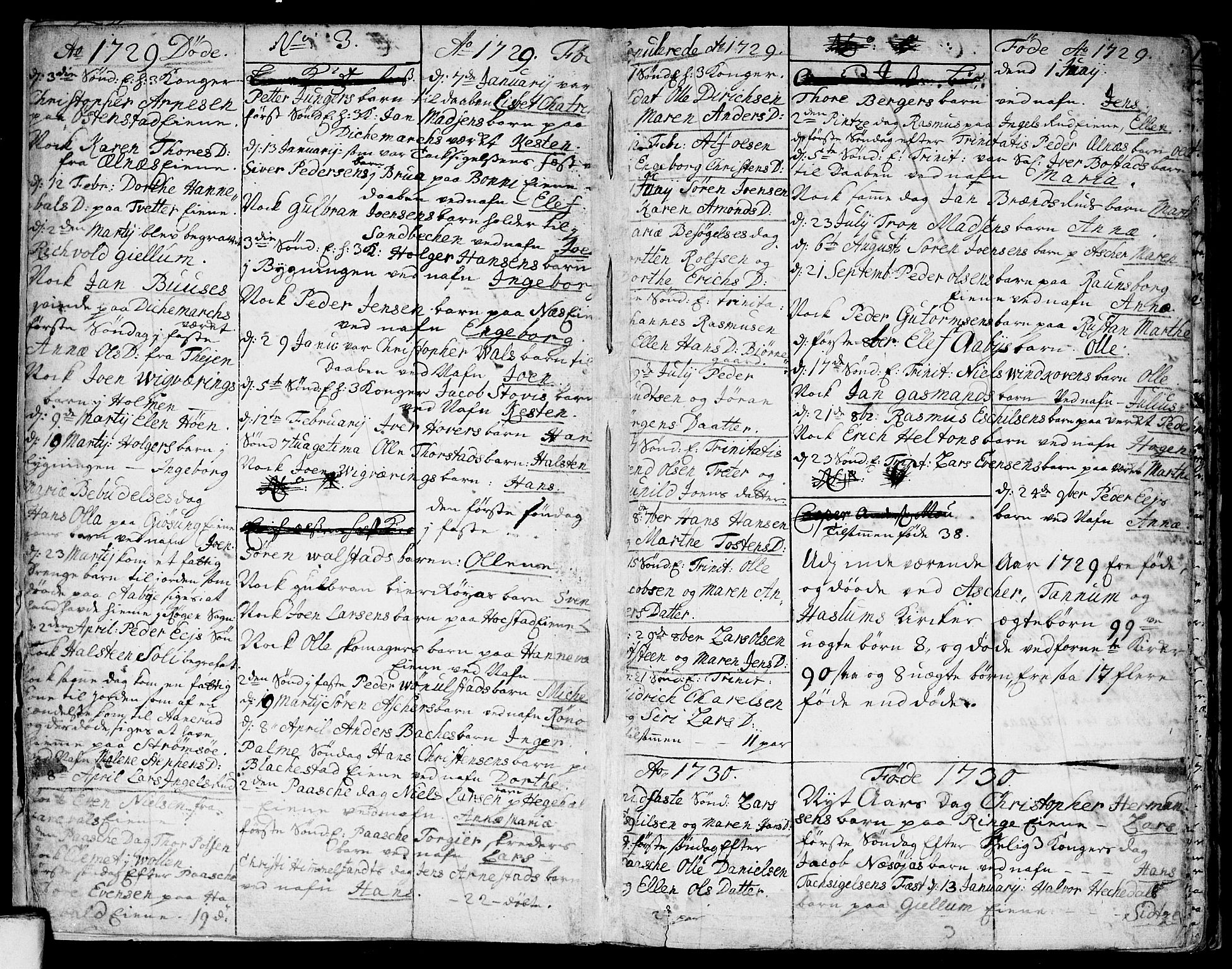 Asker prestekontor Kirkebøker, SAO/A-10256a/F/Fa/L0001: Parish register (official) no. I 1, 1726-1744, p. 4
