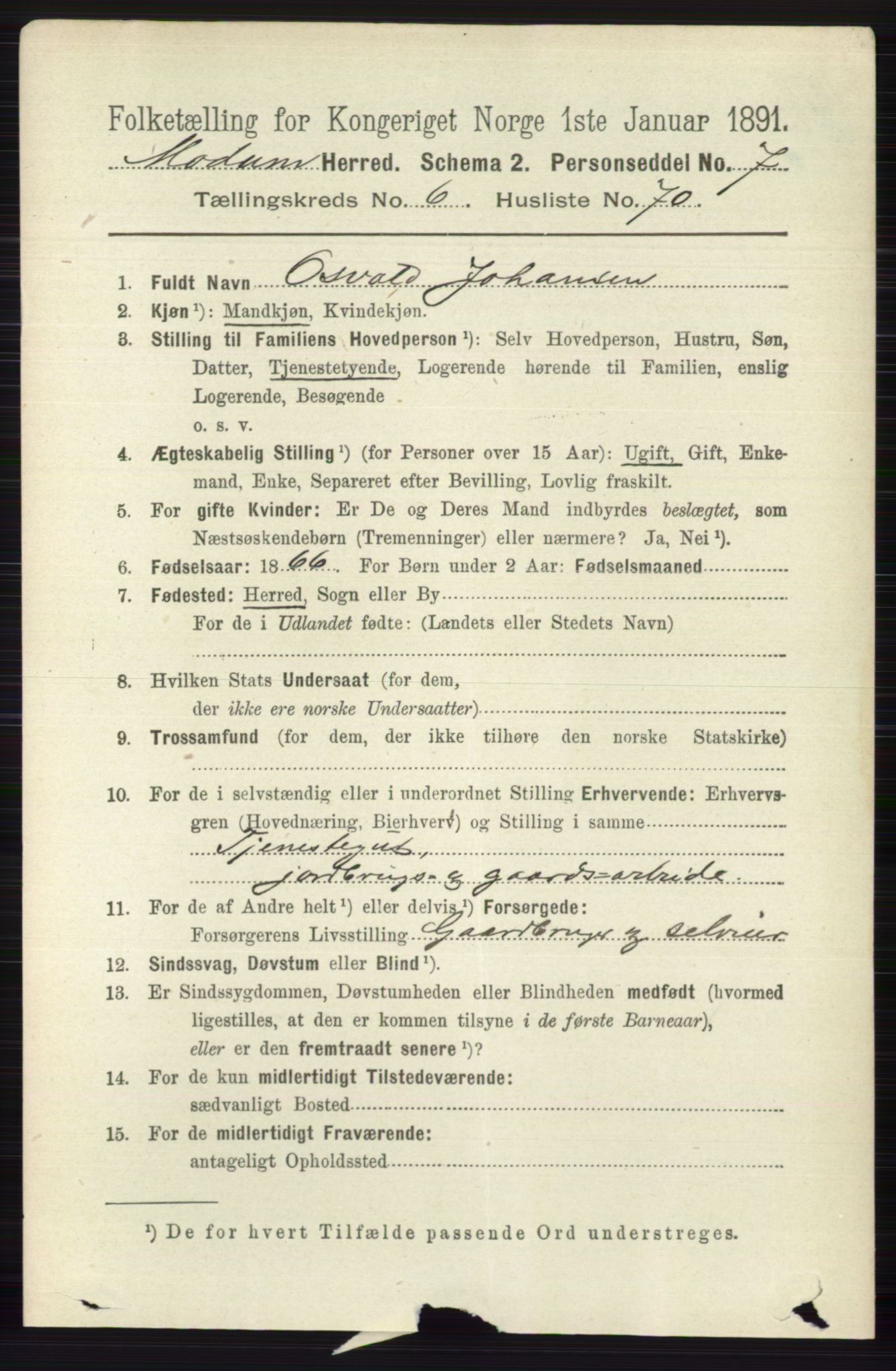 RA, 1891 census for 0623 Modum, 1891, p. 2714