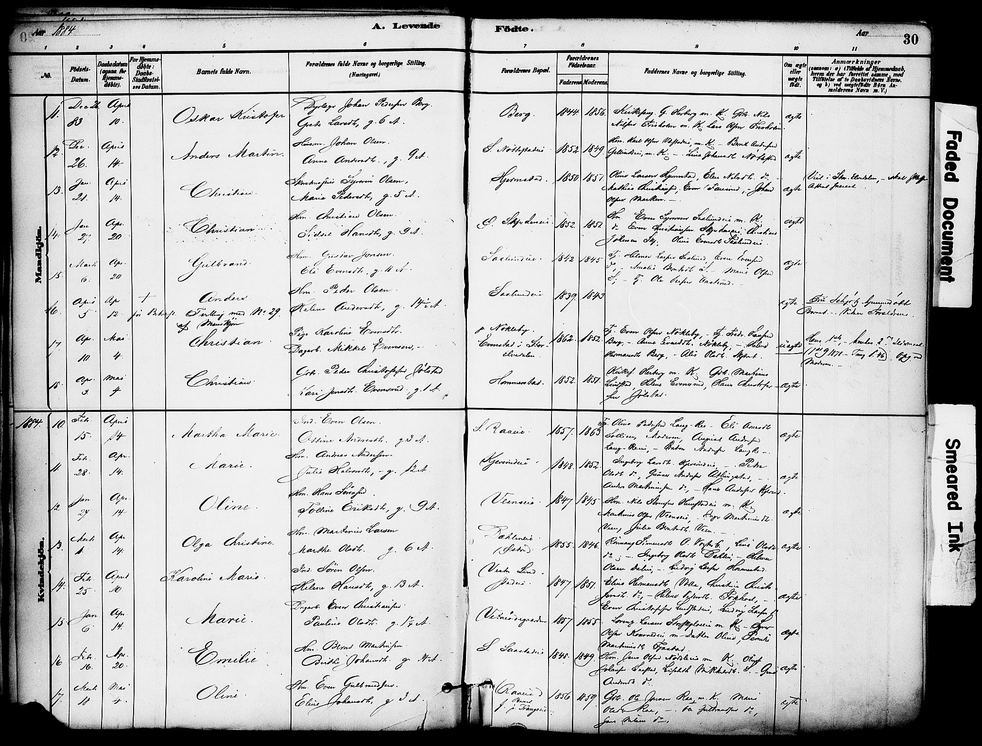 Stange prestekontor, AV/SAH-PREST-002/K/L0017: Parish register (official) no. 17, 1880-1893, p. 30