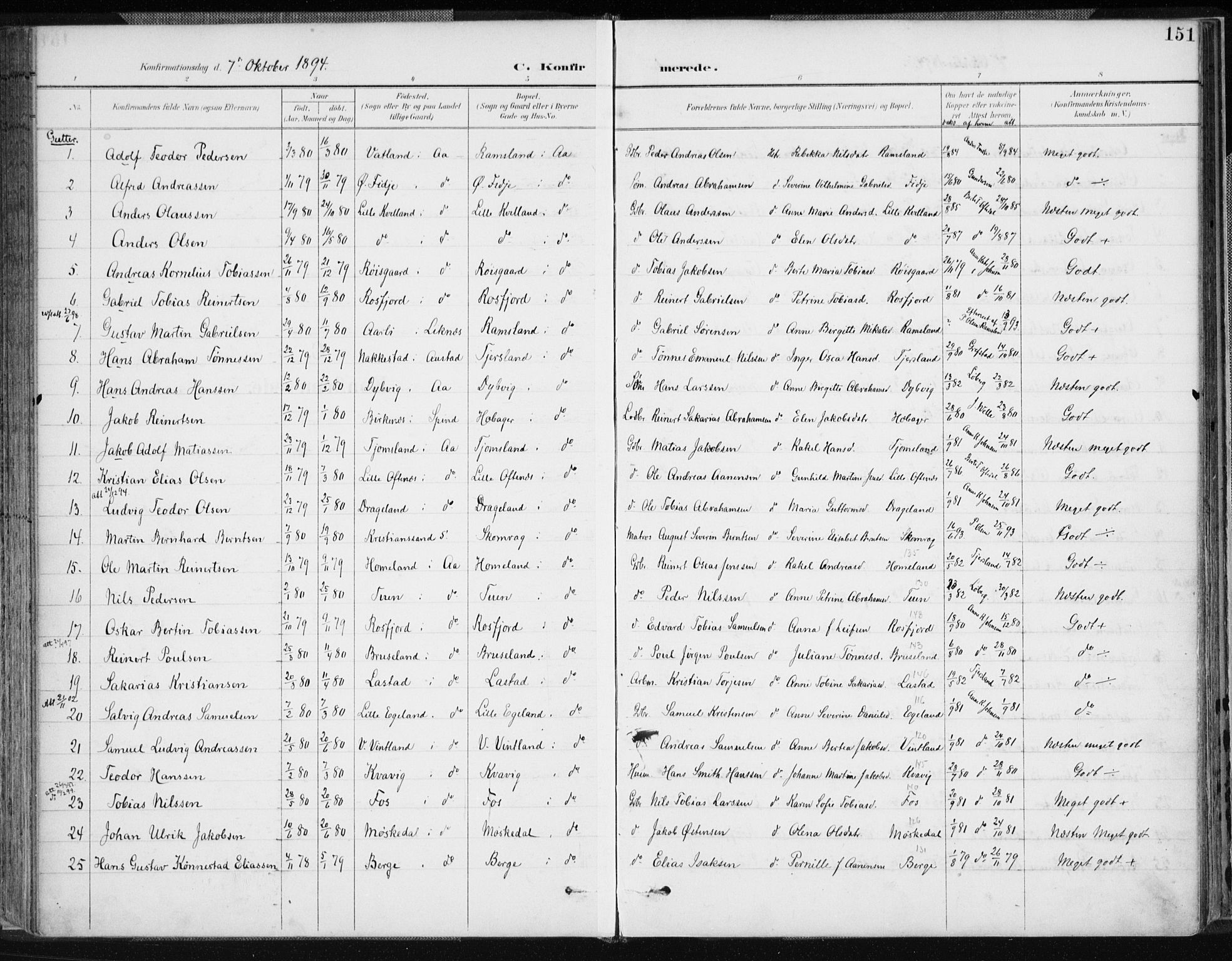 Lyngdal sokneprestkontor, AV/SAK-1111-0029/F/Fa/Fac/L0012: Parish register (official) no. A 12, 1894-1918, p. 151