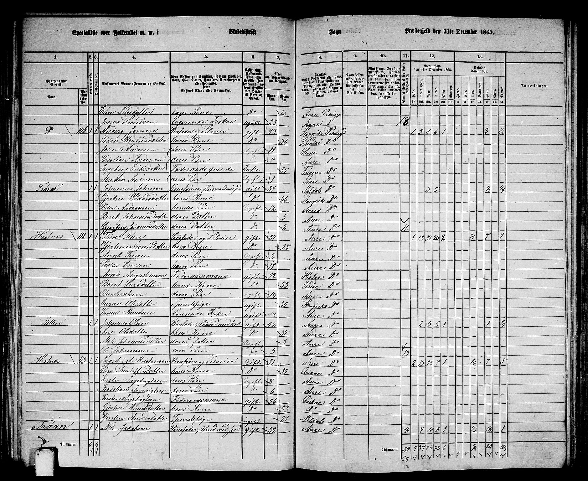 RA, 1865 census for Aure, 1865, p. 60