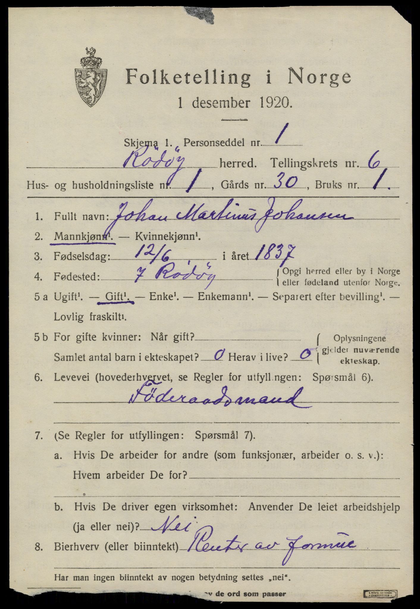 SAT, 1920 census for Rødøy, 1920, p. 3348