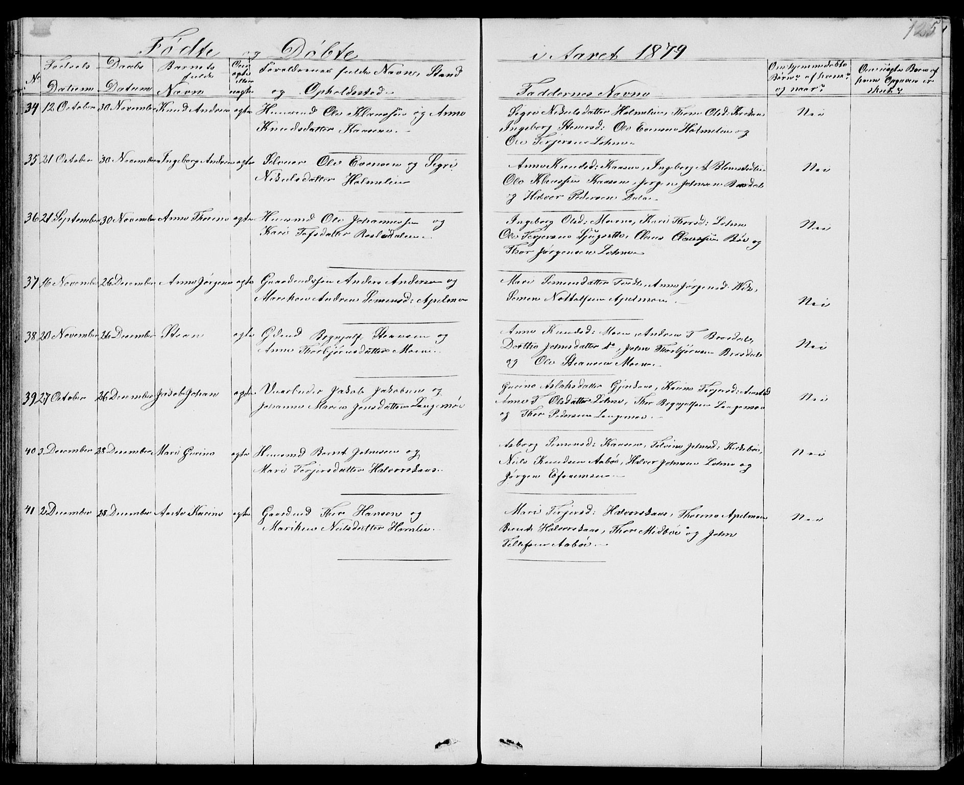 Drangedal kirkebøker, SAKO/A-258/G/Gb/L0001: Parish register (copy) no. II 1, 1856-1894, p. 125