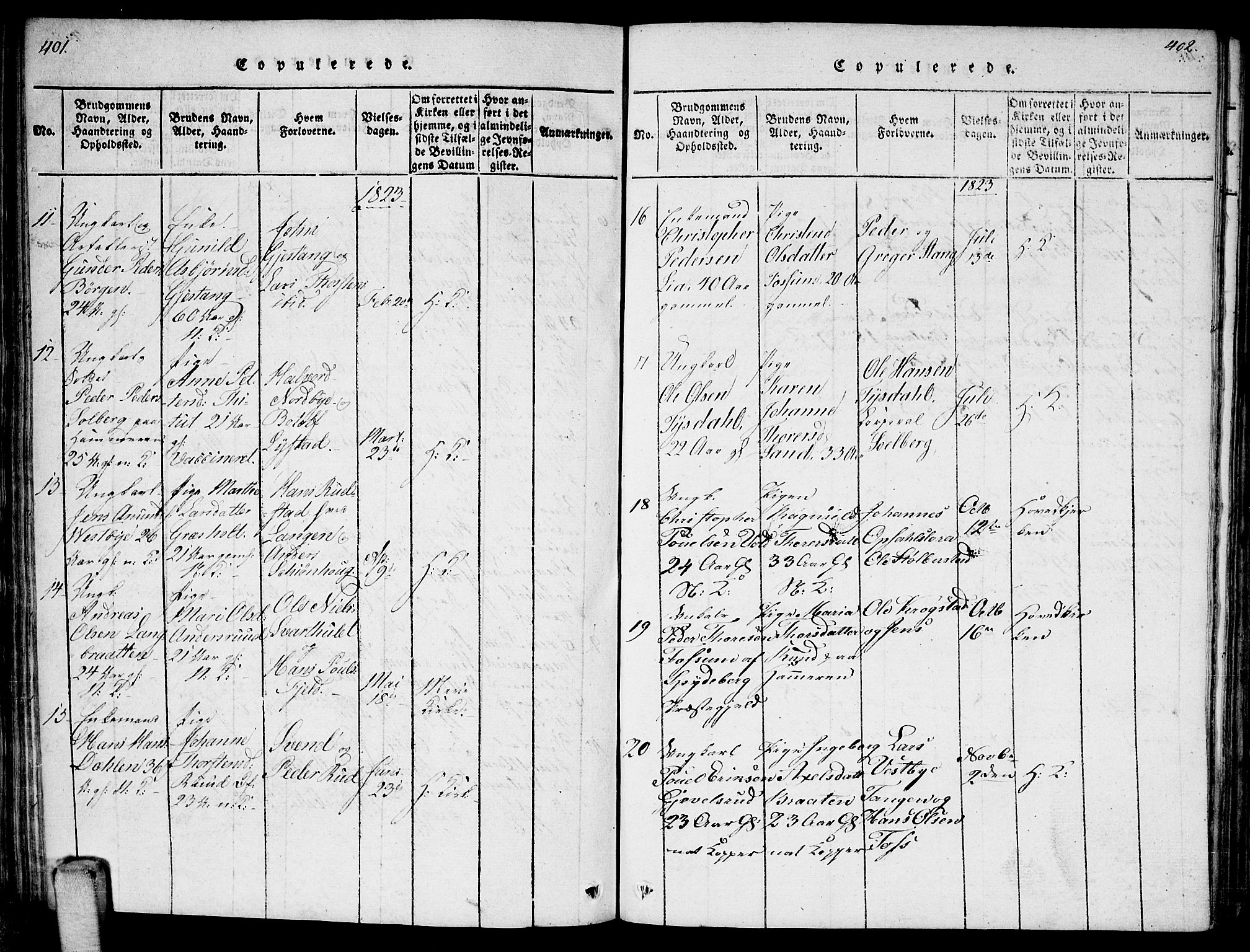 Enebakk prestekontor Kirkebøker, AV/SAO-A-10171c/F/Fa/L0006: Parish register (official) no. I 6, 1815-1832, p. 401-402