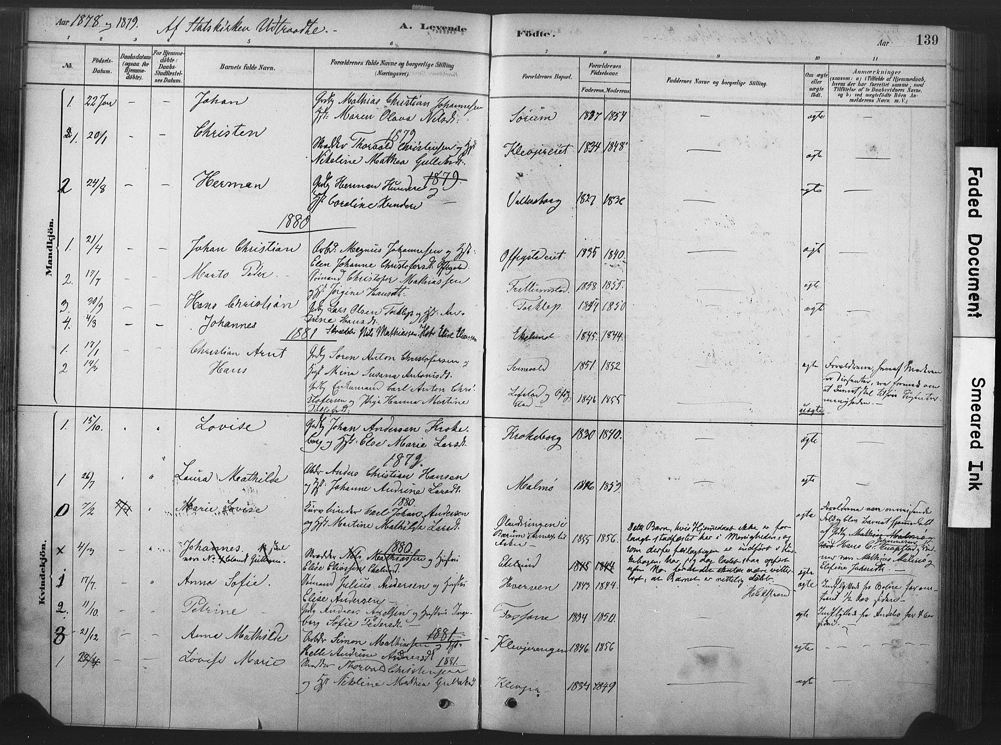 Våle kirkebøker, SAKO/A-334/F/Fa/L0011: Parish register (official) no. I 11, 1878-1906, p. 139