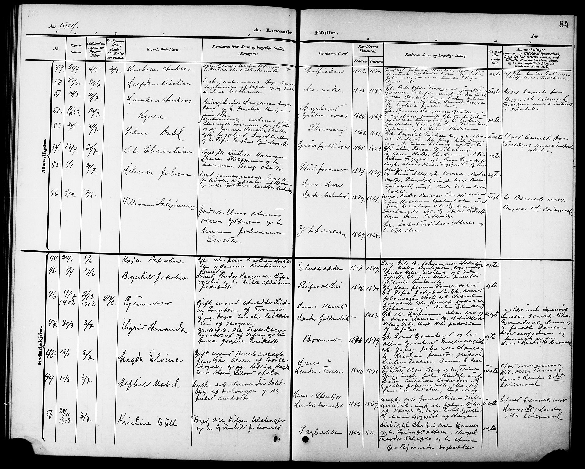 Ministerialprotokoller, klokkerbøker og fødselsregistre - Nordland, AV/SAT-A-1459/827/L0422: Parish register (copy) no. 827C11, 1899-1912, p. 84